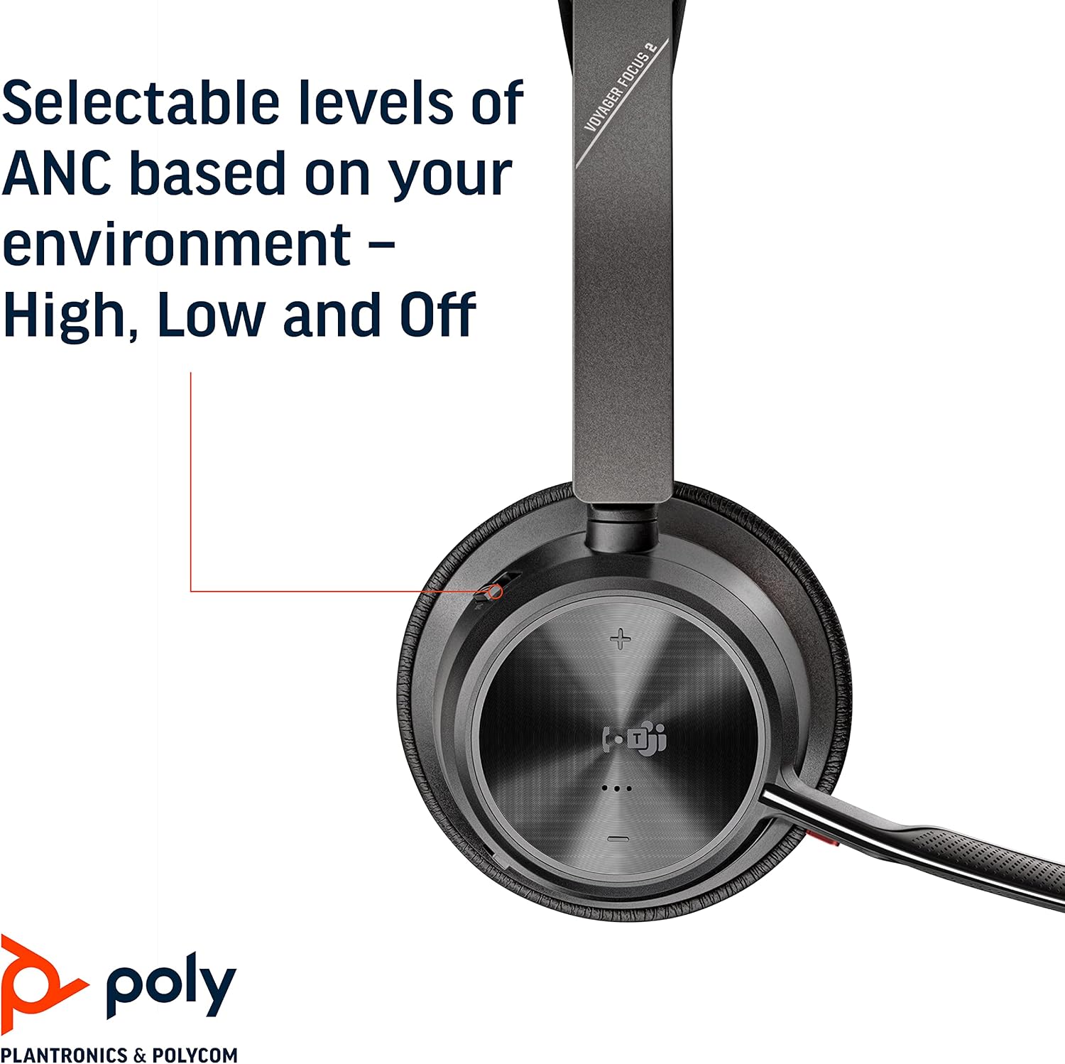 Poly - Voyager Focus 2 UC USB-A Headset (Plantronics) - Bluetooth Dual-Ear (Stereo) Headset with Boom Mic - USB-A PC/Mac Compatible - Active Noise Canceling - Works with Teams (Certified), Zoom & more