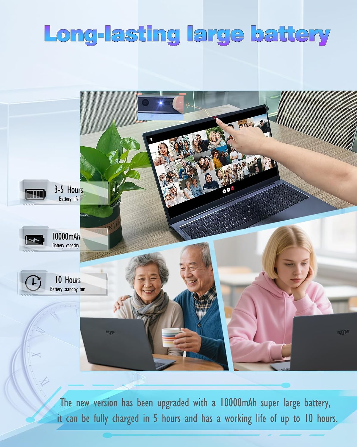 MYW 17 inch Laptop Computers, 3500U (Up to 3.7GHz),8GB DDR4 RAM 512GB SSD,1920 * 1080, Type-C(Date), WiFi5,BT,RJ45,Dual Stereo Speakers, Backlit Keyboard