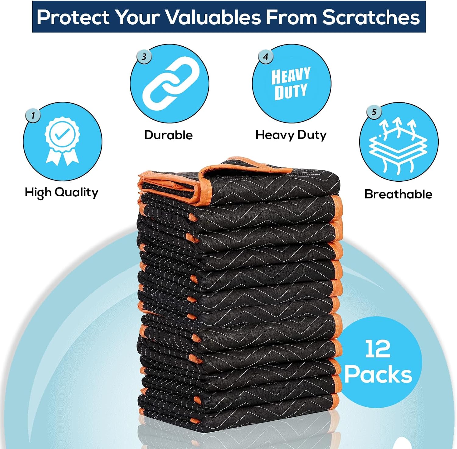Simpli-Magic Heavy Duty Padded Moving Blankets 72' x 80' – 24 Pack