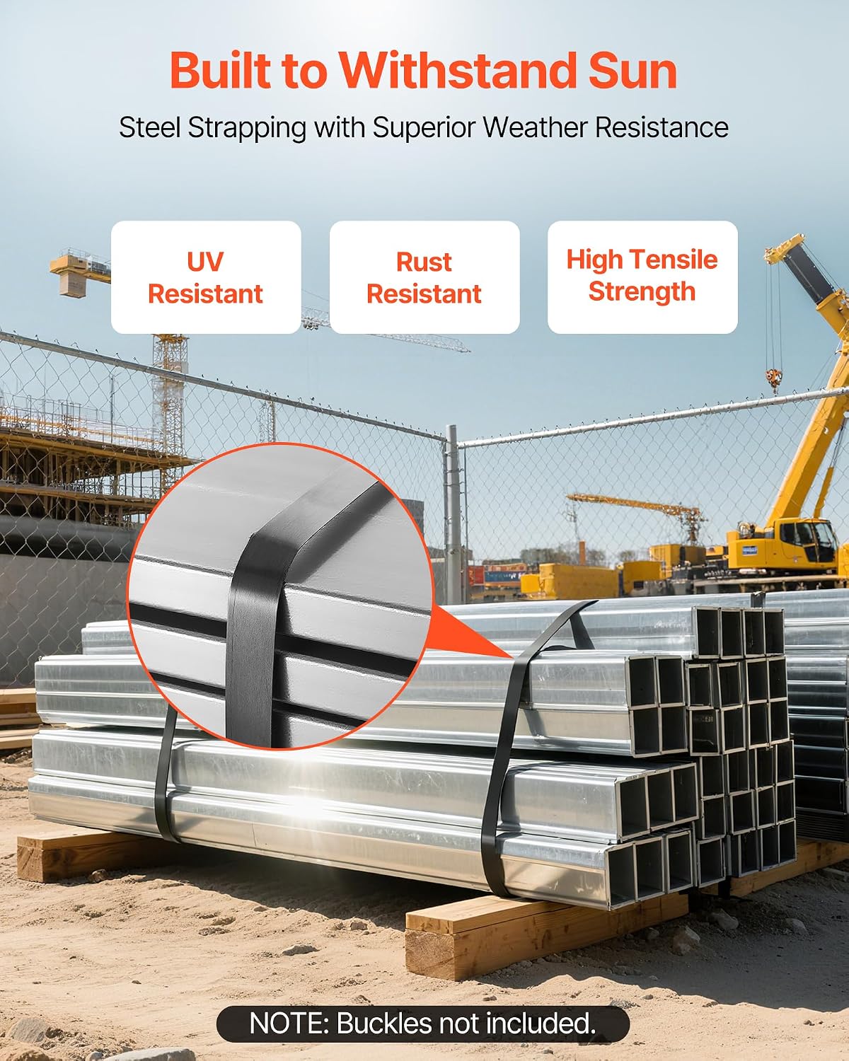 VEVOR Steel Strapping Coil, 3/4 in x 0.02 in x 1640 ft, Metal Strapping Banding Roll Withstands Harsh Environment, 1700 lbs Break Strength, Heavy Duty Banding Pallet Strap Coil for Pallet Packing