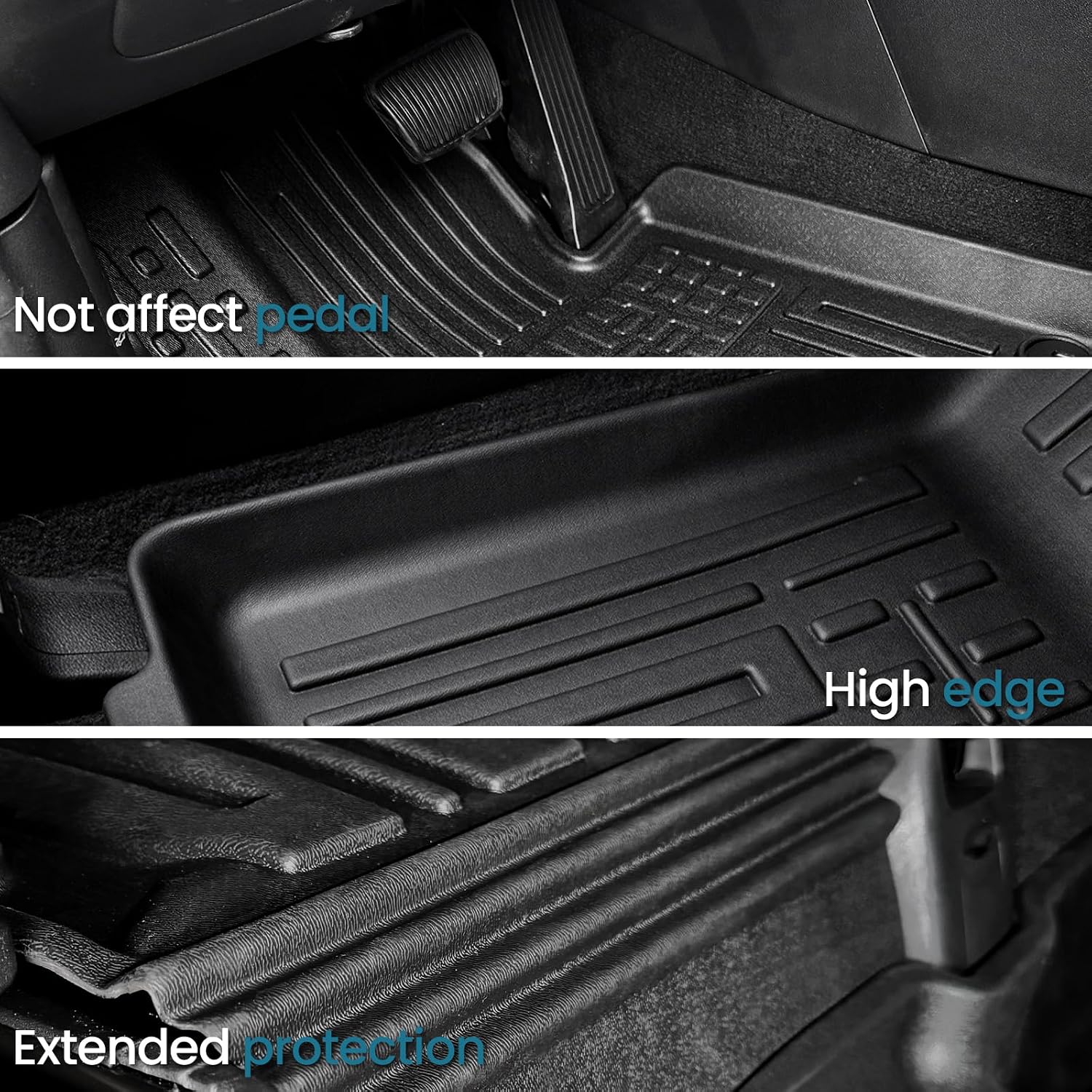 Floor Mats for 2024 2025 2026 Hyundai Santa Fe Car Mat Accessories(Fit Hybrid and Gas), All Weather TPE Cargo Mat Trunk Mat with Backrest Mats