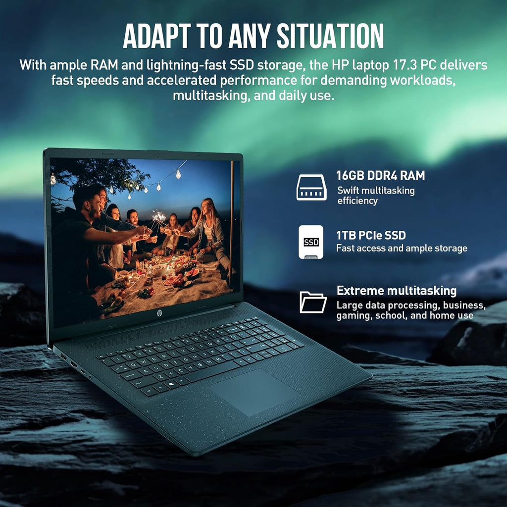 HP 17 Inch Laptop Computer, FHD+ IPS 17.3 Laptop, Intel 10-Core i5, 16GB RAM 1TB SSD, Windows 11, Wi-Fi 6, 10-Key Number Pad, HDMI USB-C