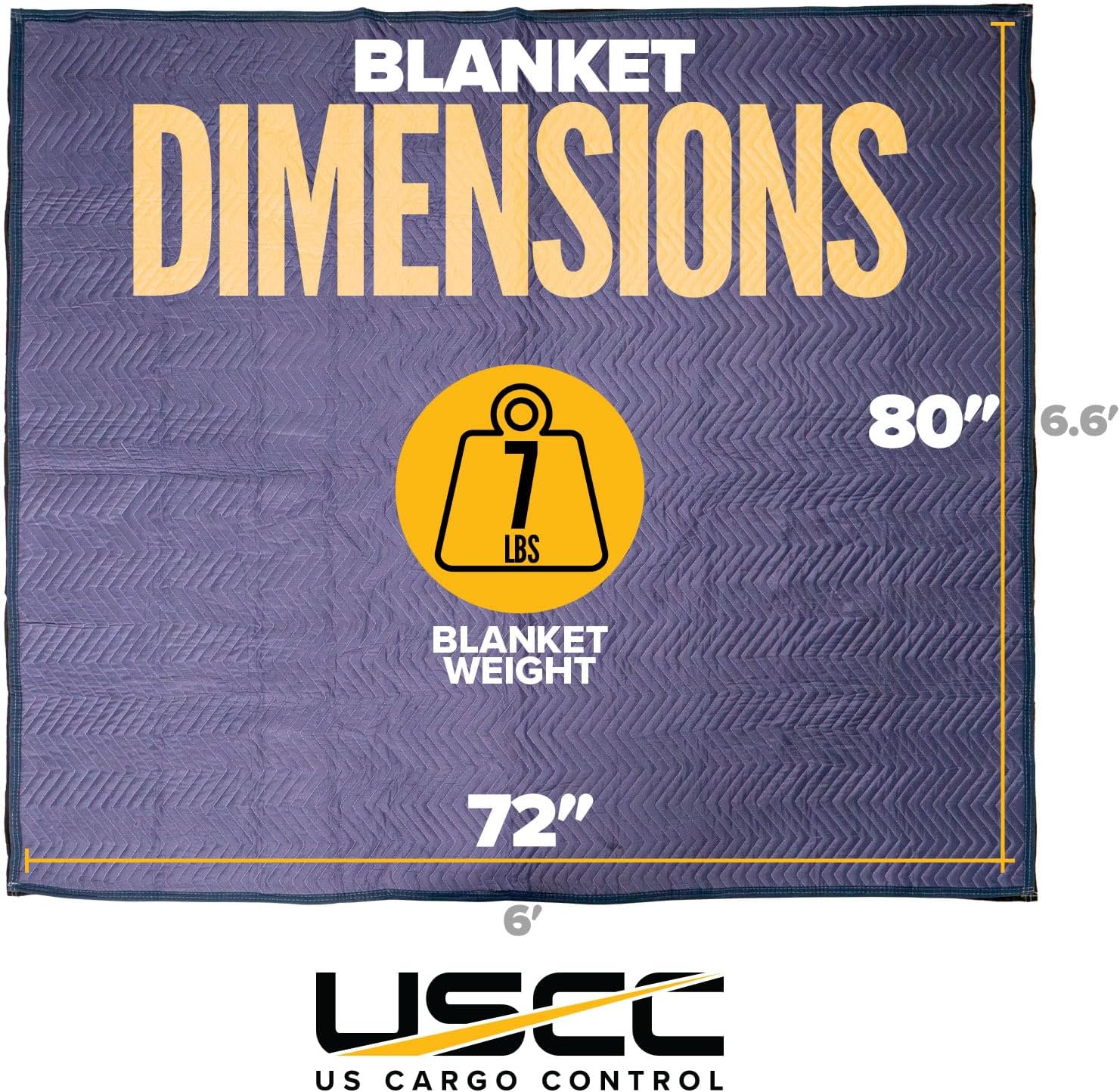 US Cargo Control Moving Blankets 80'x72' MBMEGA85 Mega Mover, (85 lb/doz weight), Professional Quilted Large Moving Blankets, Furniture Packing Pads for Shipping, Cargo Blanket, 4-Pack, Blue