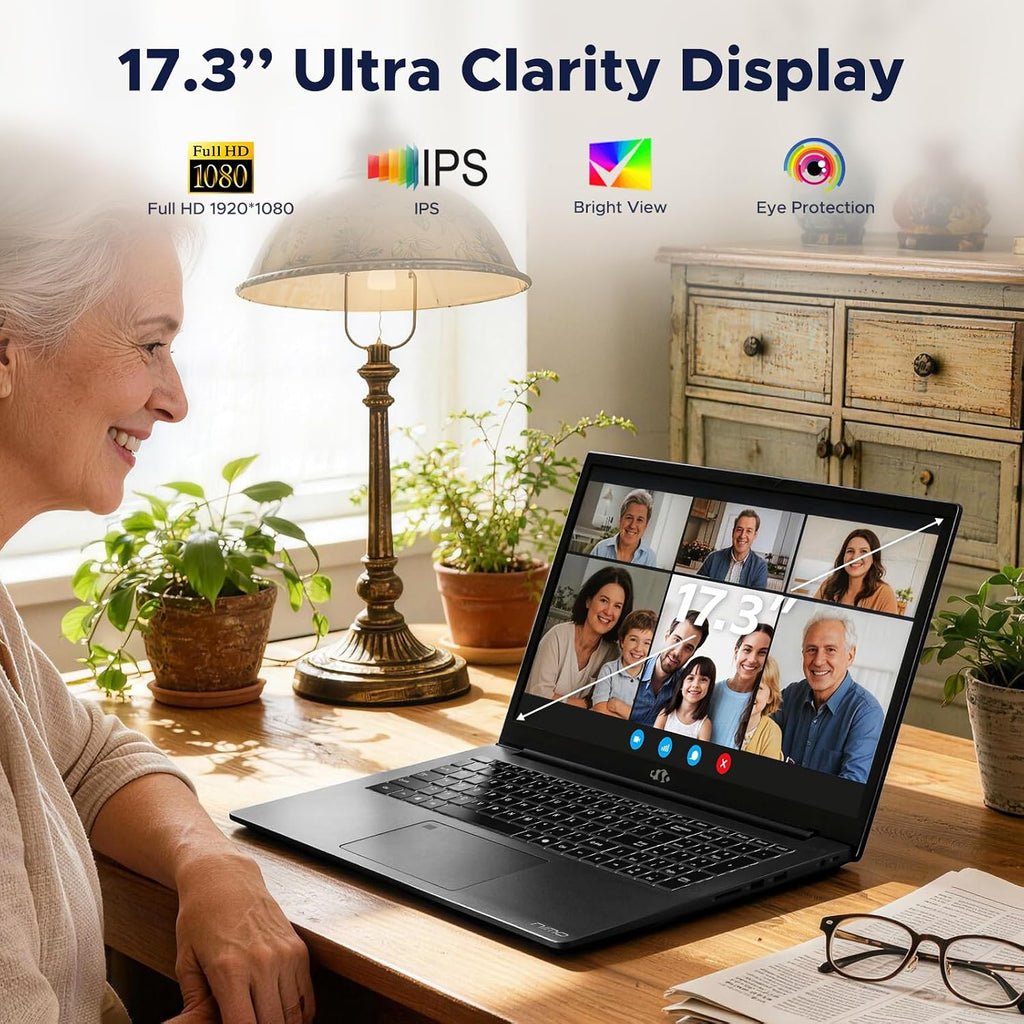NIMO 17.3' IPS FHD-Gaming-Laptop, AMD Ryzen 7 8745HS 16GB DDR5 RAM 256GB SSD (8C/16T, up to 4.9GHz) Radeon 780M Graphics Business Laptop 100W Type-C Backlit Keyboard, Fingerprint USB-C 4.0