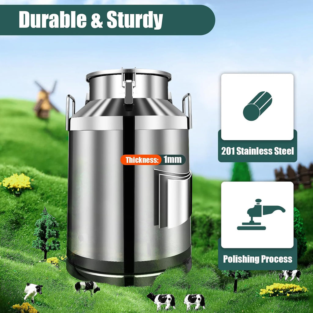 60L Ice Bucket with Lid,Champagne Bucket with Sealed Lid and Portable Handle, Ice Bucket for Freezer,Stainless Steel Milk Bucket,Liquid Storage Container
