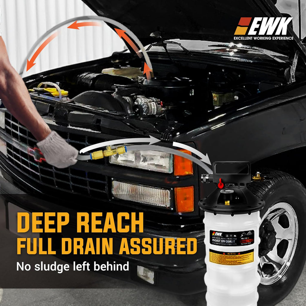 EWK 13.5L Heavy Duty Pneumatic Oil Extractor/Dispenser Pump, Fluid Vacuum Evacuator with Reinforced Tank, Oil Change Pump for Automotive Large Engines