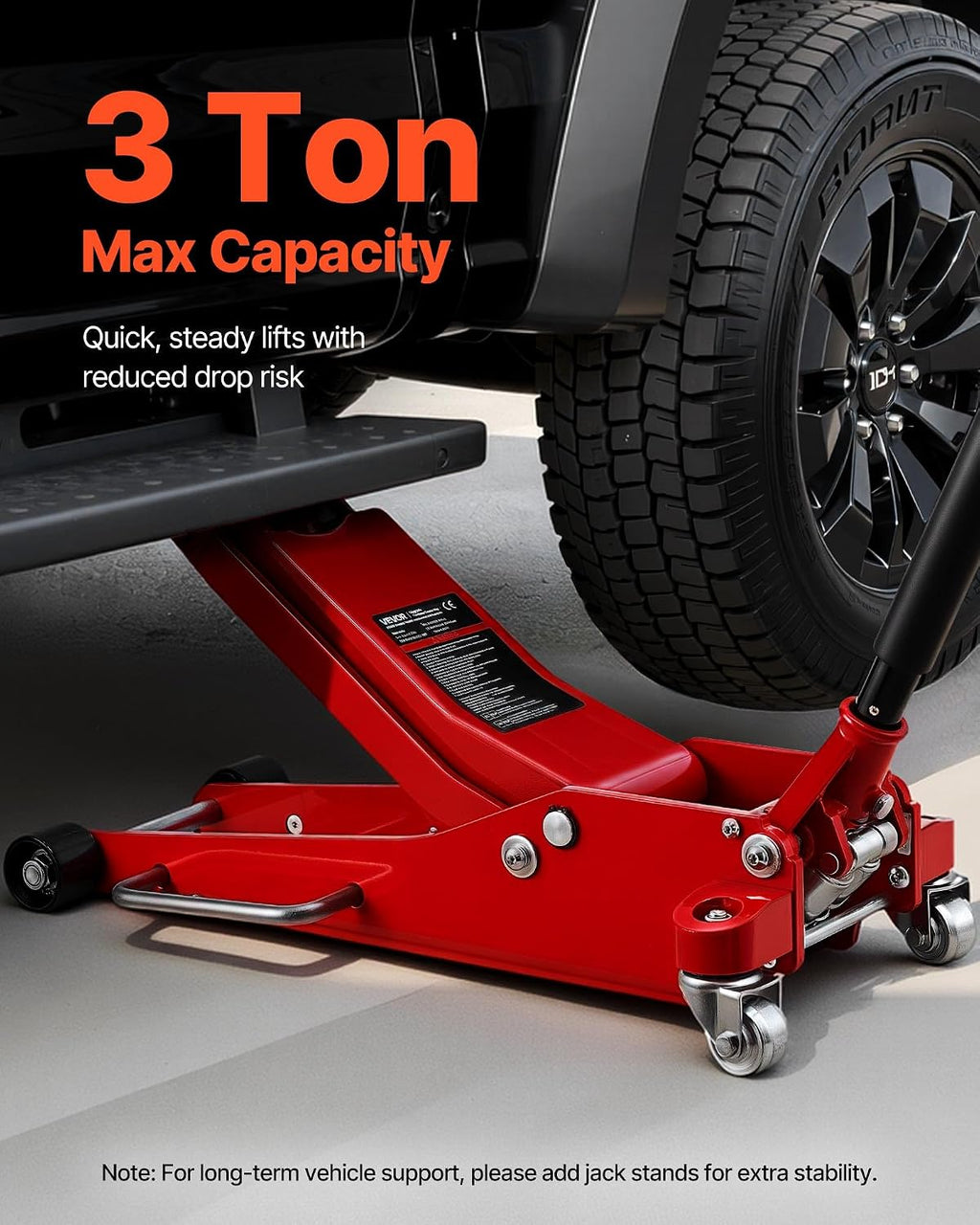 VEVOR Low Profile Floor Jack 3 Ton Aluminum and Steel Racing Floor Jack with Dual Pistons Quick Lift Pump, Hydraulic Trolley Car Lift for Sports Car, SUV, Pickup, Lifting Range 3.3'-20.3'