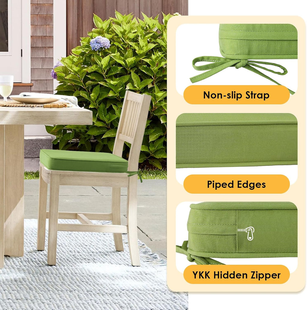 Outdoor Sunbrella Square Corner Seat Cushion, 18.5'x16'x3', Set of 4, Non Slip Seat Cushion Pads with Removable Cover for Patio Furniture, Garden Yard Lawn, Canvas Ginkgo