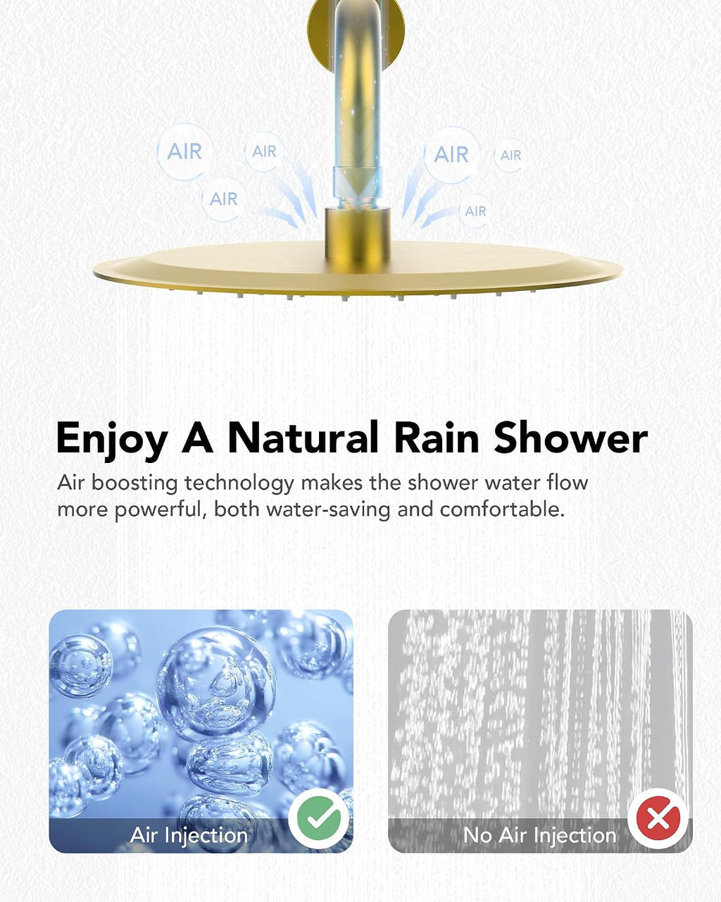 10' High-Pressure Rainfall Shower System with Handheld Spray, Wall Mount Bathroom Shower Faucet Set (Brushed Gold)