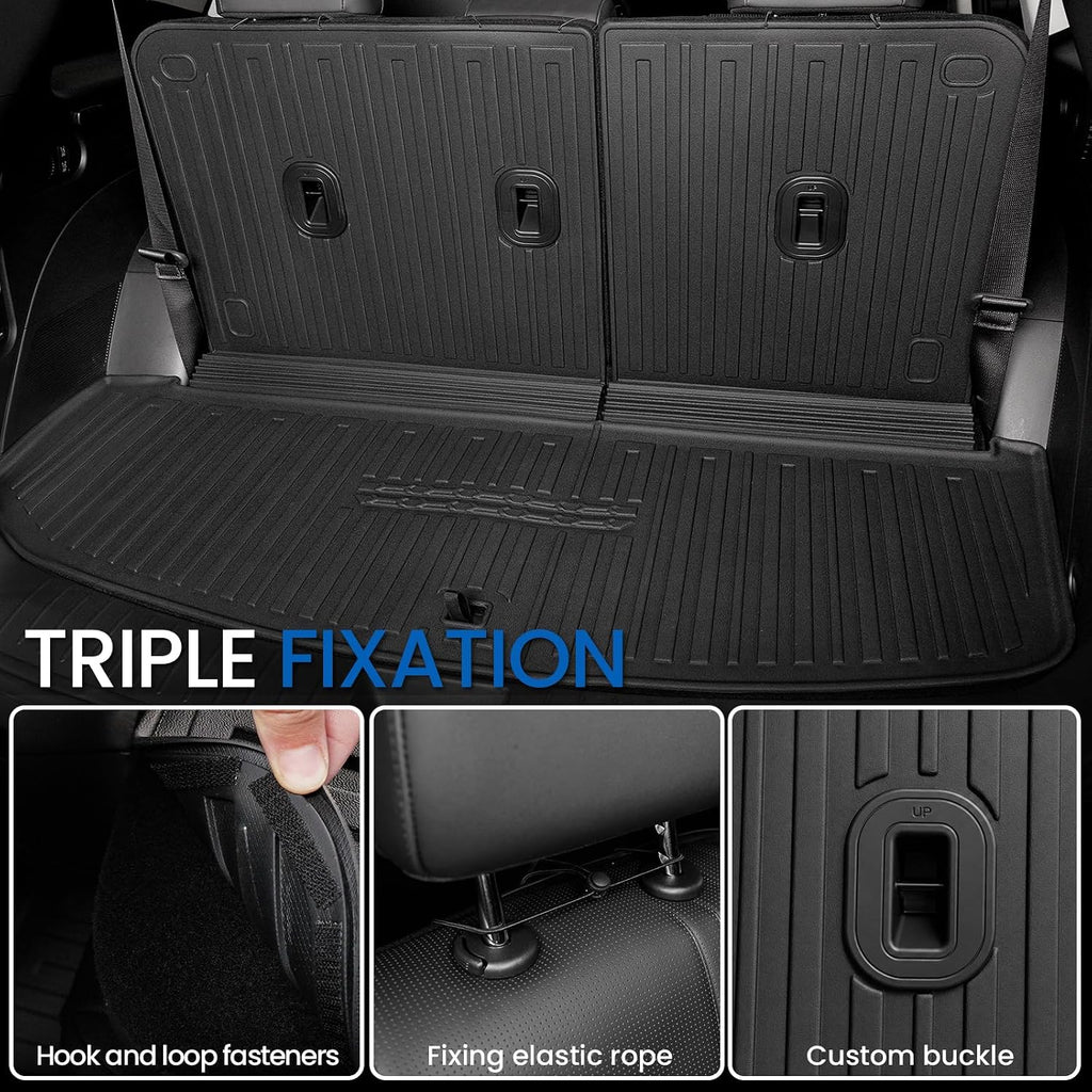 Floor Mats Set for 2026 Hyundai Palisade Hybrid 7/8 Seats (Not Fit Gas), All Weather TPE Backrest Mat Cargo Mat Floor Liner Accessories, Waterproof and Durable Car Mats