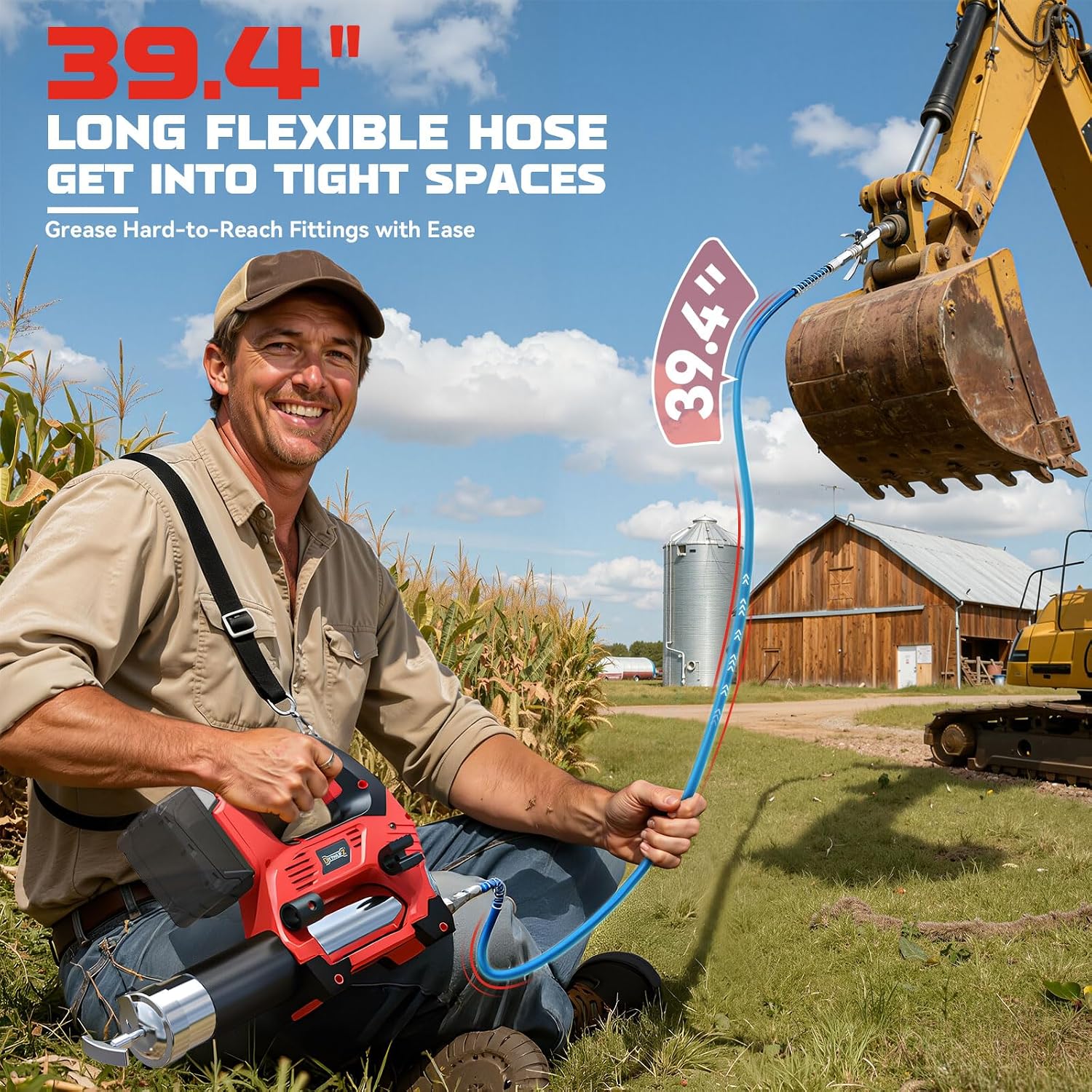 DIYtoolifz Cordless Grease Gun Compatible with Milwaukee 18V Battery, 12000PSI High Pressure, 3-Speed&Brushless Motor, 9oz/min Flow, 2-in-1 for Cartridge/Bulk Grease, 39.4'Hose&4 Couplers(Tool Only)