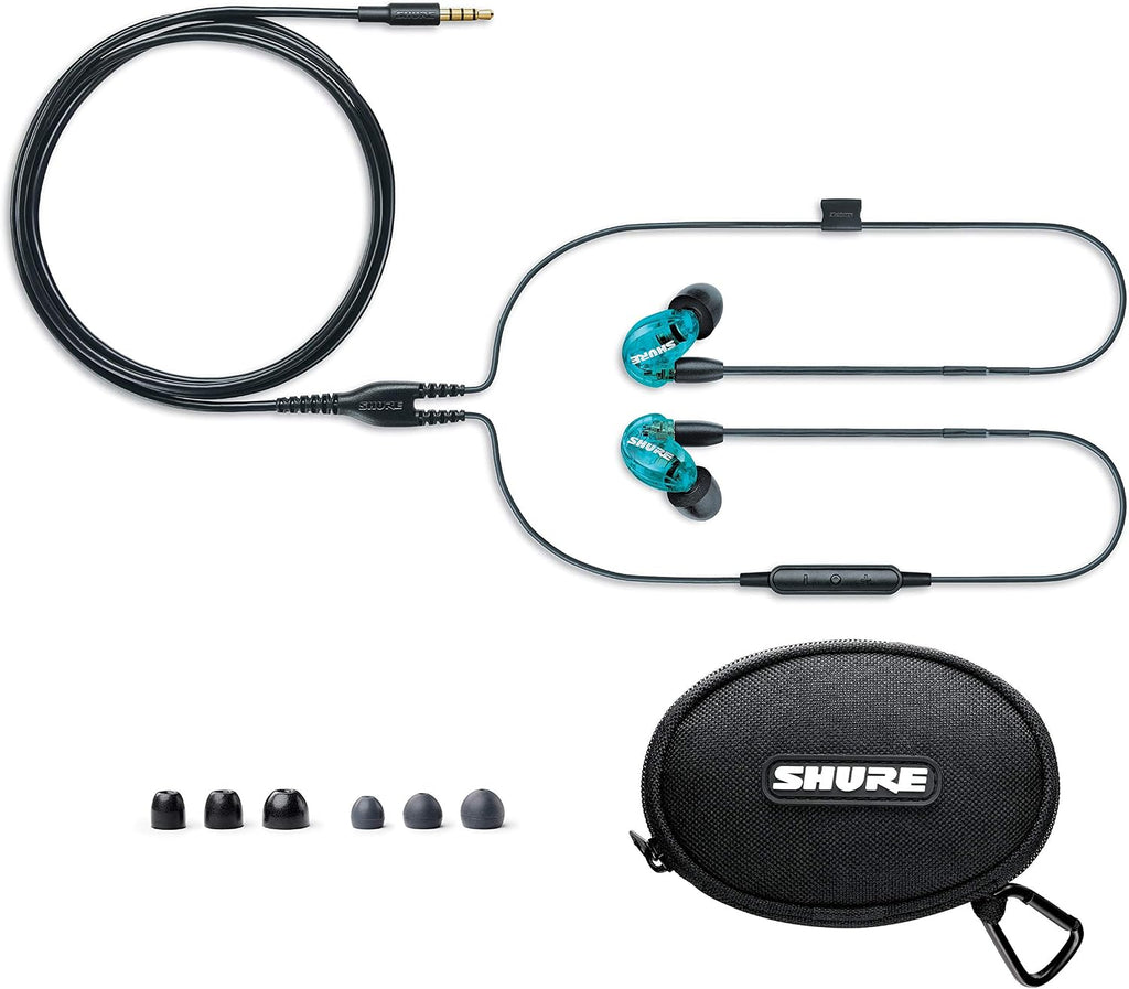 Shure SE215 Wired Sound Isolating Earbuds, Clear Sound, Single Driver, Secure in-Ear Fit, Detachable Cable, Durable Quality, Compatible with Apple & Android Devices - Blue