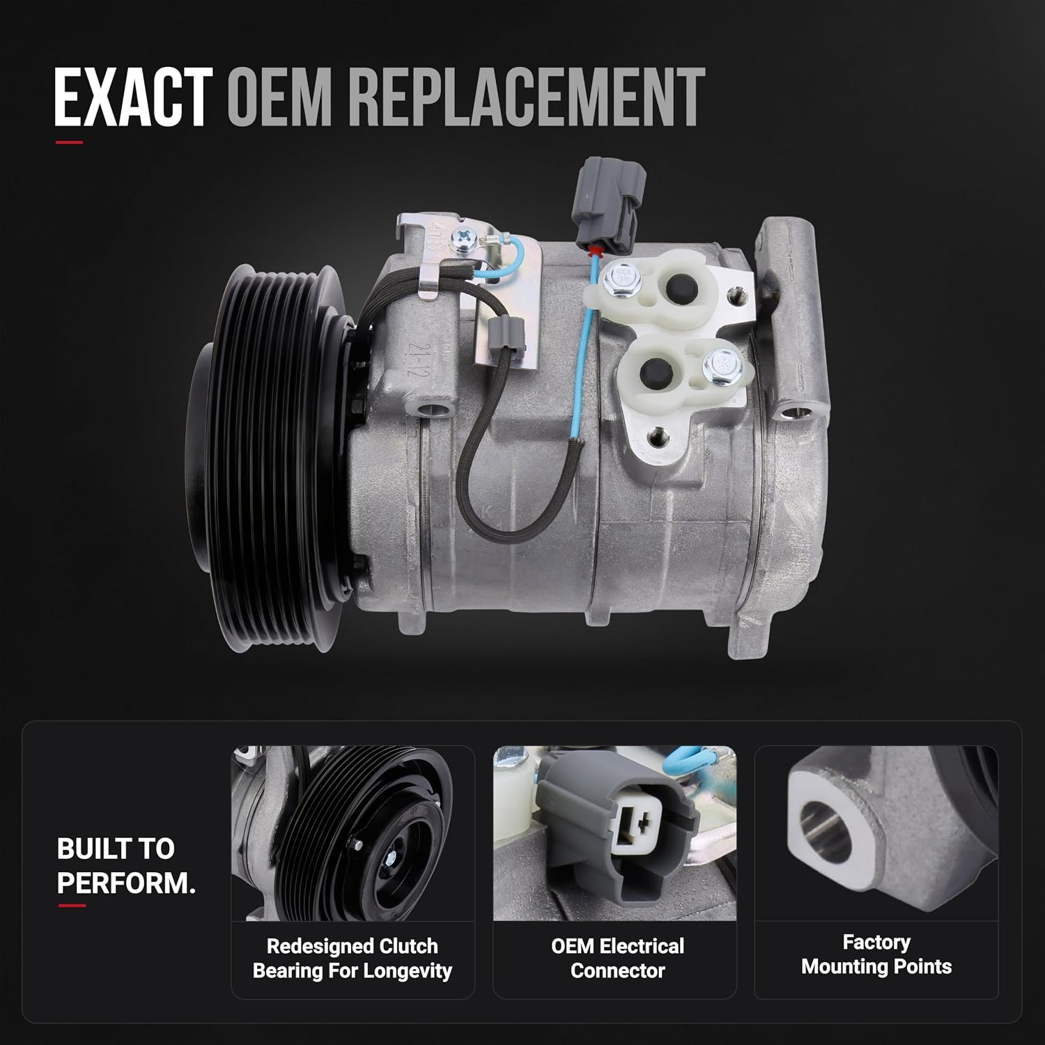 Replacement Car AC Compressor By AA Ignition - Compatible with Honda Accord Vehicles 2003-2007 2.4L - Replaces Part Numbers 28003C, 10345430, 10349951, 2041606-03, 04, 05, 06, 07