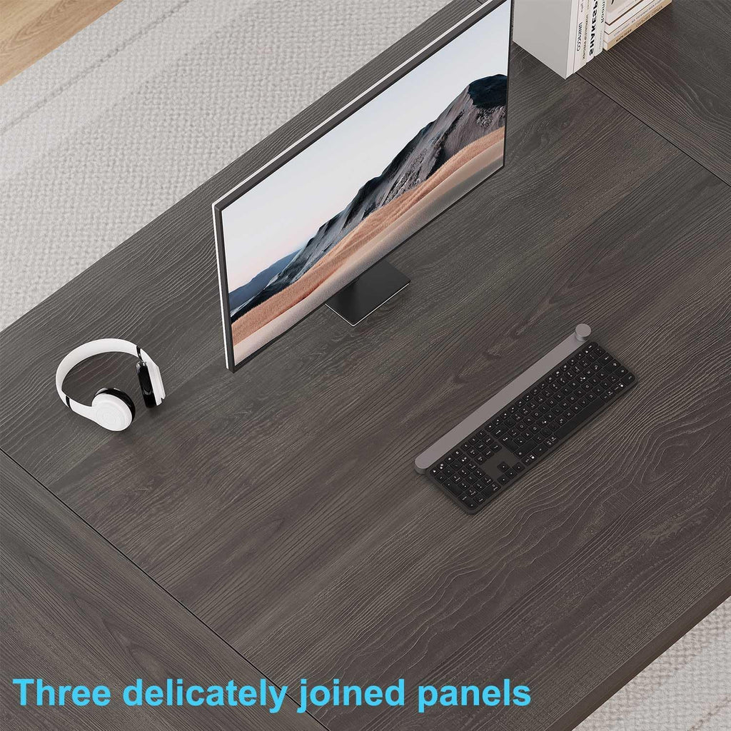 HSH Extra Long Home Office Desk, Industrial Metal Wood Computer Desk, Large PC Laptop Table for Two Person Executive Writing Work Study Gaming, Bedroom Living Room Dual Monitor Desk, Dark Gray,78 Inch