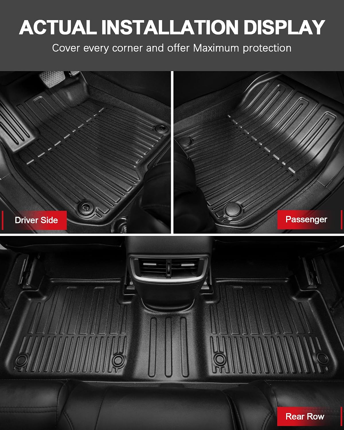 Floor Mats Fit for 2017-2022 Honda CRV(Not for Hybrid or Touring) - Custom Fit All Weather TPE Rubber Honda CR-V Accessories Floor Liners Cargo Liner Back Seat Cover Protector Full Sets