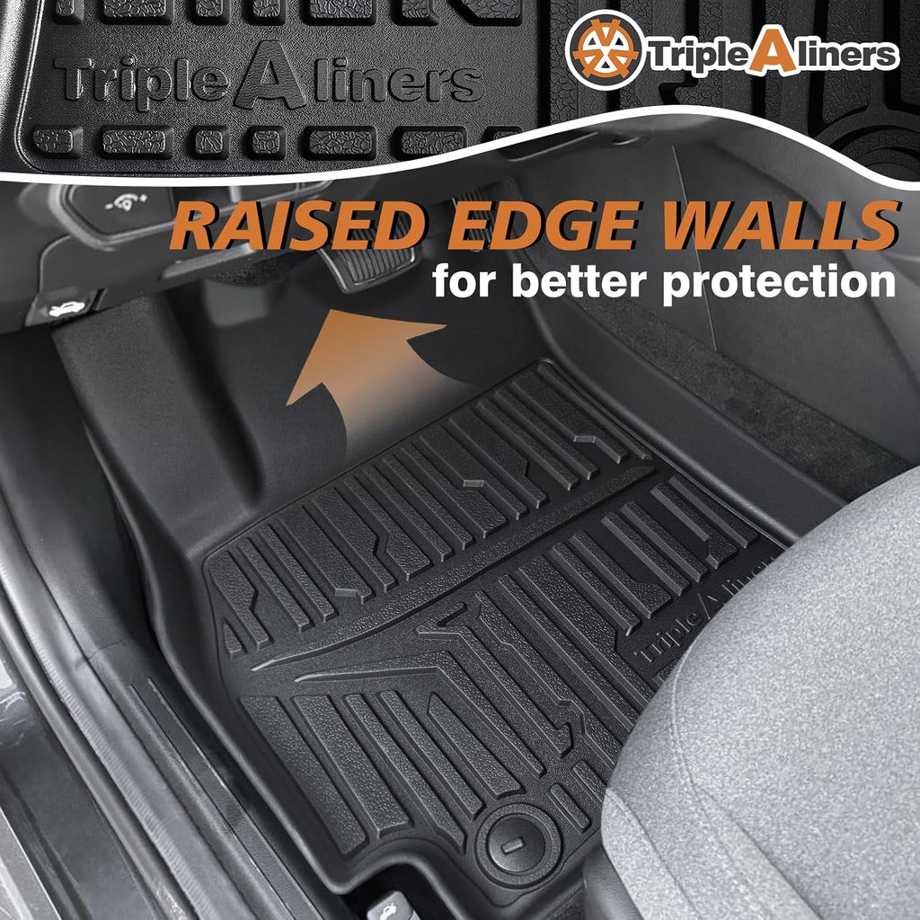 TripleAliners All Weather Floor Mats Compatible with 2024 2025 2026 KIA K4 Accessories 1st & 2nd Row Liners TPE Full Coverage Protection Waterproof Car Floor Liners