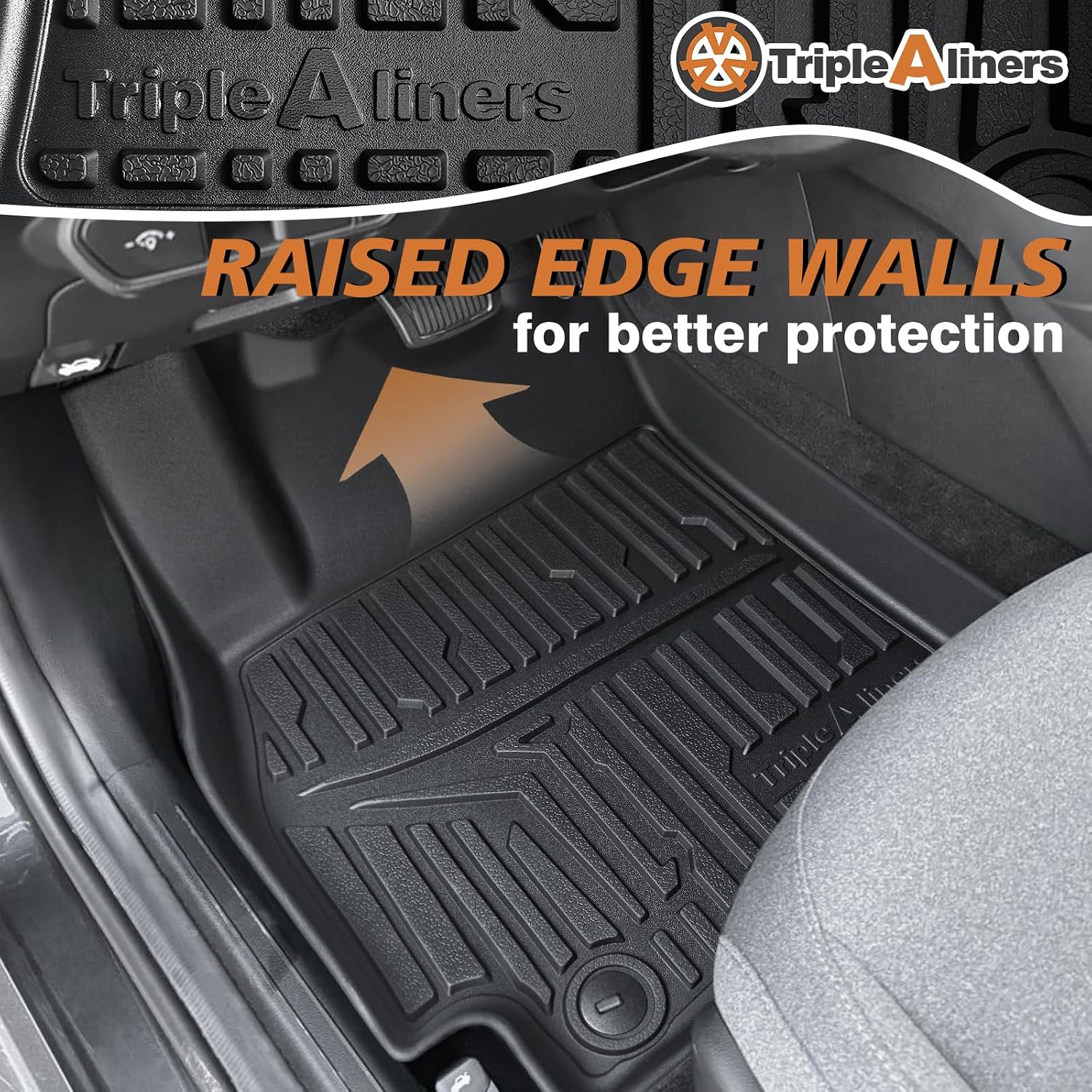 TripleAliners All Weather Floor Mats Compatible with 2024 2025 2026 KIA K4 Accessories 1st & 2nd Row Liners TPE Full Coverage Protection Waterproof Car Floor Liners