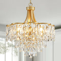 WUZUPS Crystal Chandelier Pendant Ceiling Light Modern Lighting Fixture for Bedroom Hallway Entry Kitchen Bathroom, H 21.1' x W 19.3', E12 Base, Gold