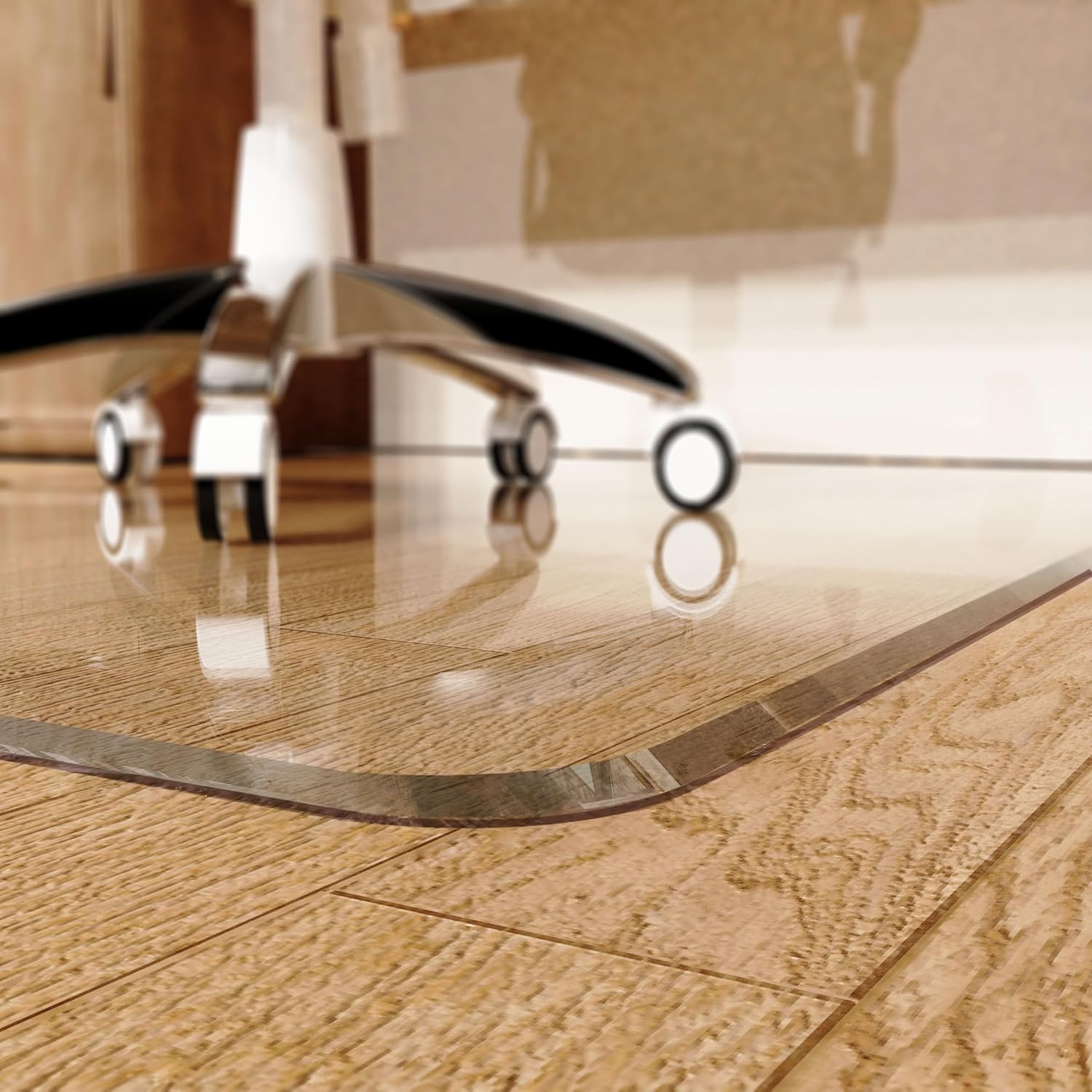 MESAILUP Beveled Edge Office Chair Mat for Carpet or Hardwood Floor 36' x 46' Clear Chair Mats for a Smooth Glide and Easy Roll On/Off, Heavy Duty and Non-Slip Pad Floor Ultimate Desk Chair Mat