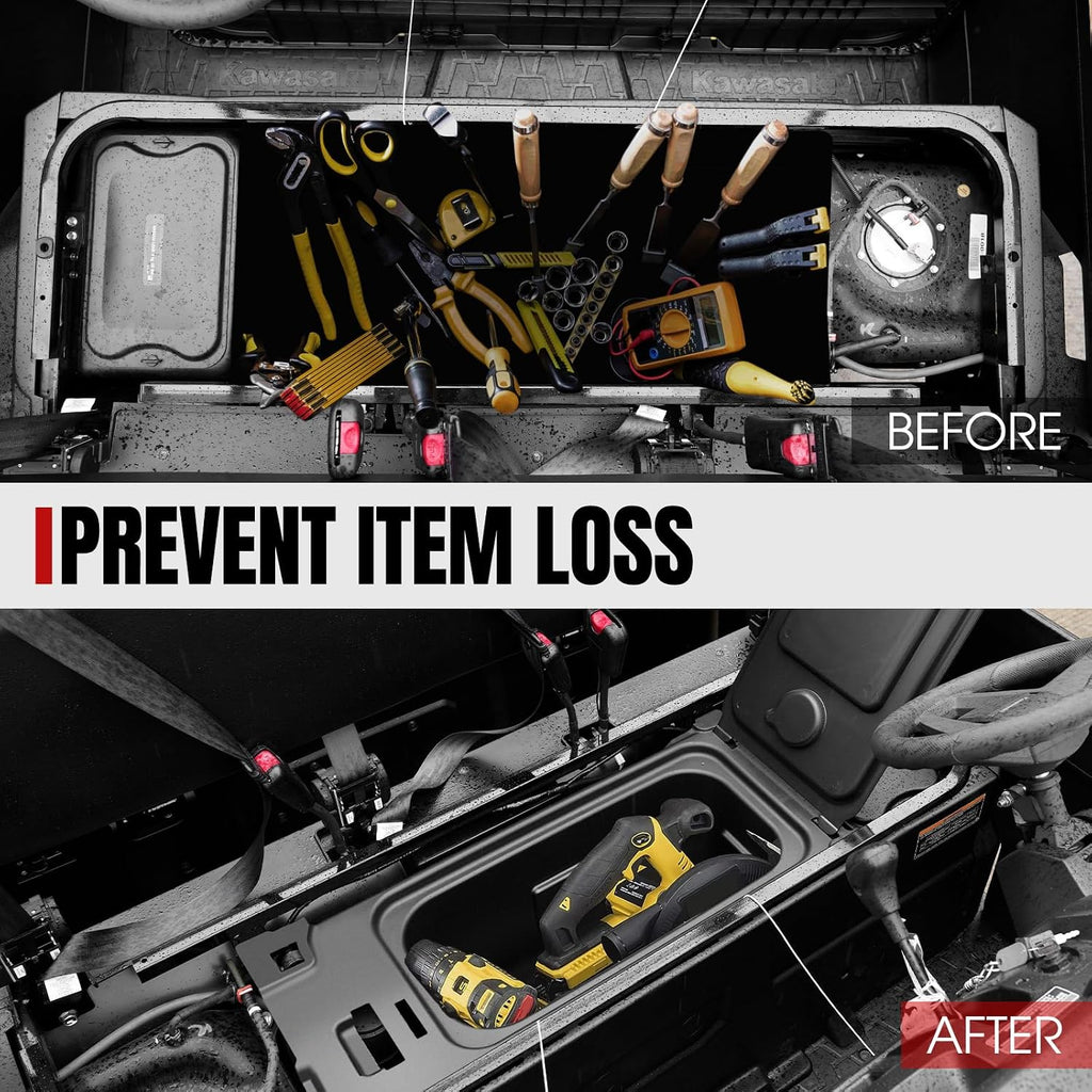 A & UTV PRO Mule Pro Underseat Storage Bin, Under Seat Storage Box Organizer Compatible with 2015-2024 Kawasaki Mule Pro FXT FX DXT DX Replace OEM # 99994-1463,Black