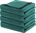 Moving Blankets 4 Pack, Double Extra Large 144'x80' Heavy Duty Quilted Packing Blankets for Moving, Shipping & Storage, Professional Furniture Pads -Green & Gray