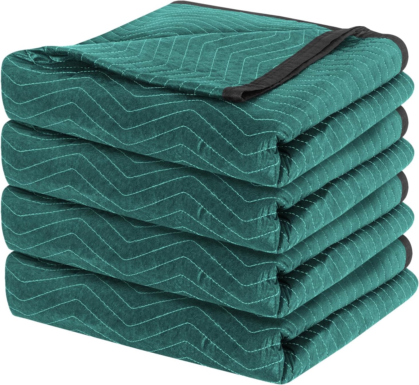 Moving Blankets 4 Pack, Double Extra Large 144'x80' Heavy Duty Quilted Packing Blankets for Moving, Shipping & Storage, Professional Furniture Pads -Green & Gray