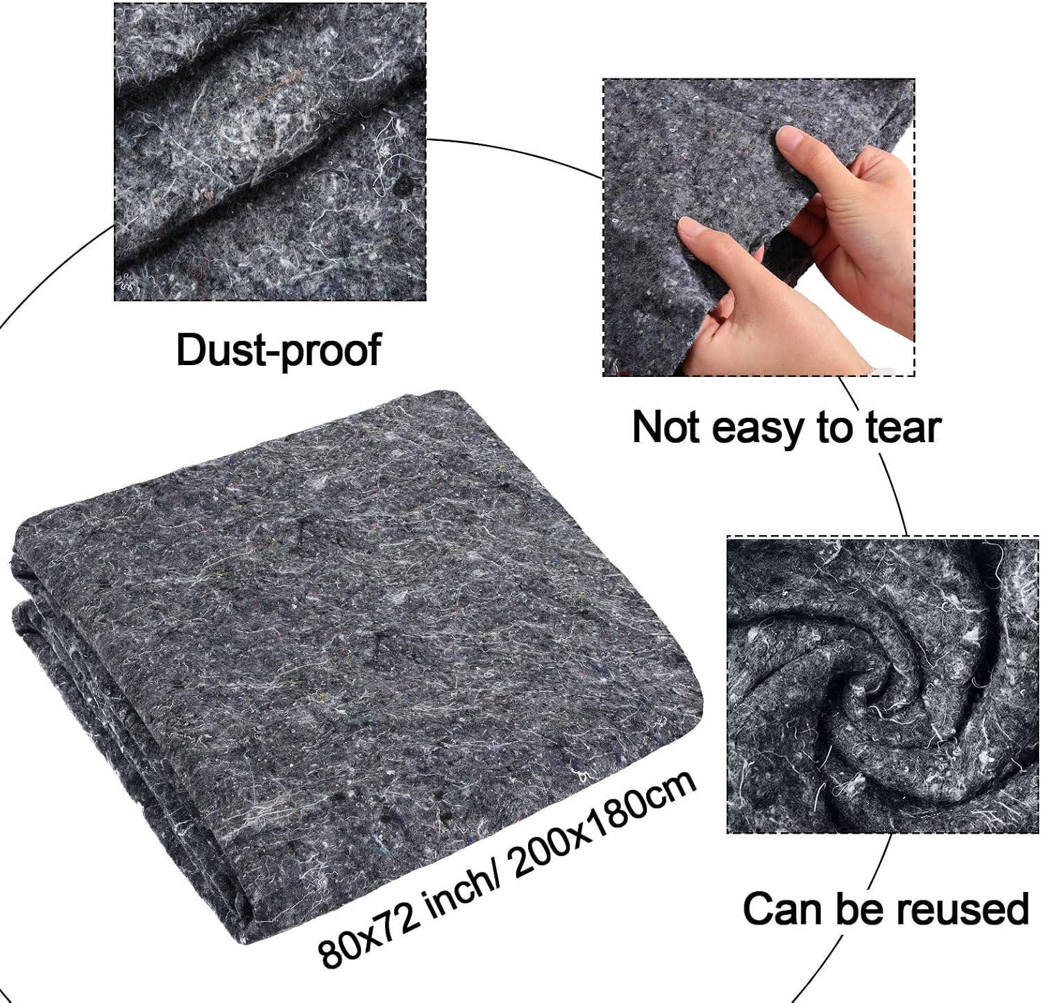 Large Moving Blankets Bulk 80 x 72 Inch Packing Moving Storage Blankets Textile Skin Pads Quilted Shipping Furniture Pads for Protecting Furniture Moves and Storage(Gray,24 Pcs)
