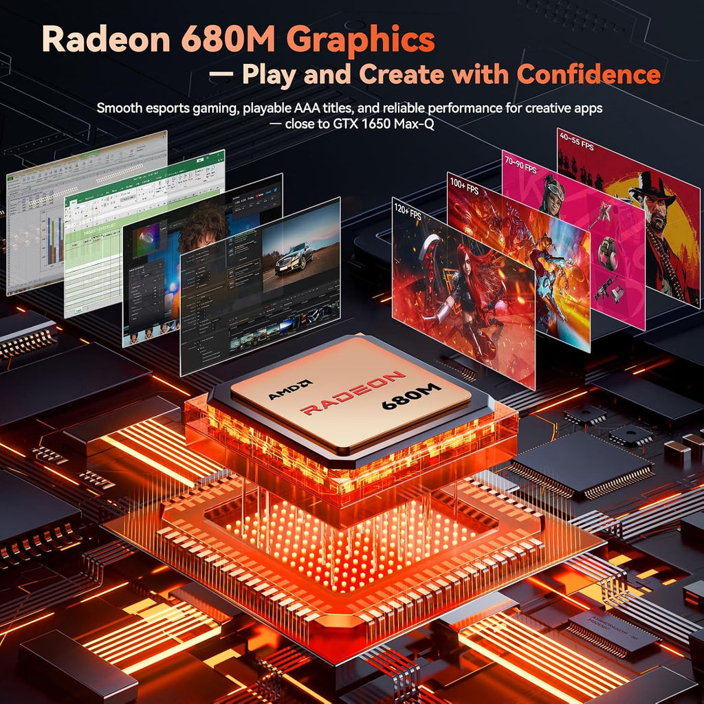 NIMO 2025 Gaming-Laptop, 17.3' FHD-Laptops with AMD Ryzen 7 7735HS (Up to 4.75GHz, Beats i7-12650H), 16GB DDR5 512GB SSD Computer with Backlit KB 100W Type-C Radeon 680M Fingerprint