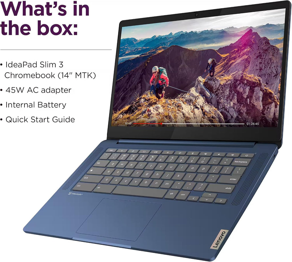 Lenovo Flagship Chromebook, 14'' FHD Touchscreen Slim Thin Light Laptop Computer, 8-Core MediaTek Kompanio 520 Processor, 4GB RAM, 192GB Storage (64GB eMMC+128 MSD Card), WiFi 6,Chrome OS, Abyss Blue