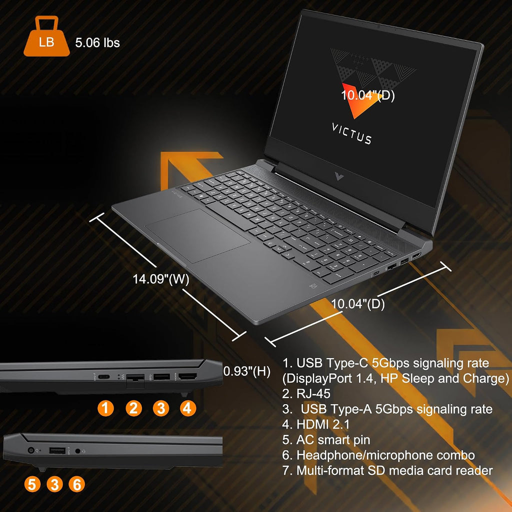 HP Victus 15 Gaming Laptop 15.6' FHD IPS 144Hz Intel 8-core i5-13420H (>i7-12650H) 32GB DDR4 1TB SSD GeForce RTX 3050 Backlit USB-C DTS:X Ultra Wi-Fi6 Win11Pro ICP Hub