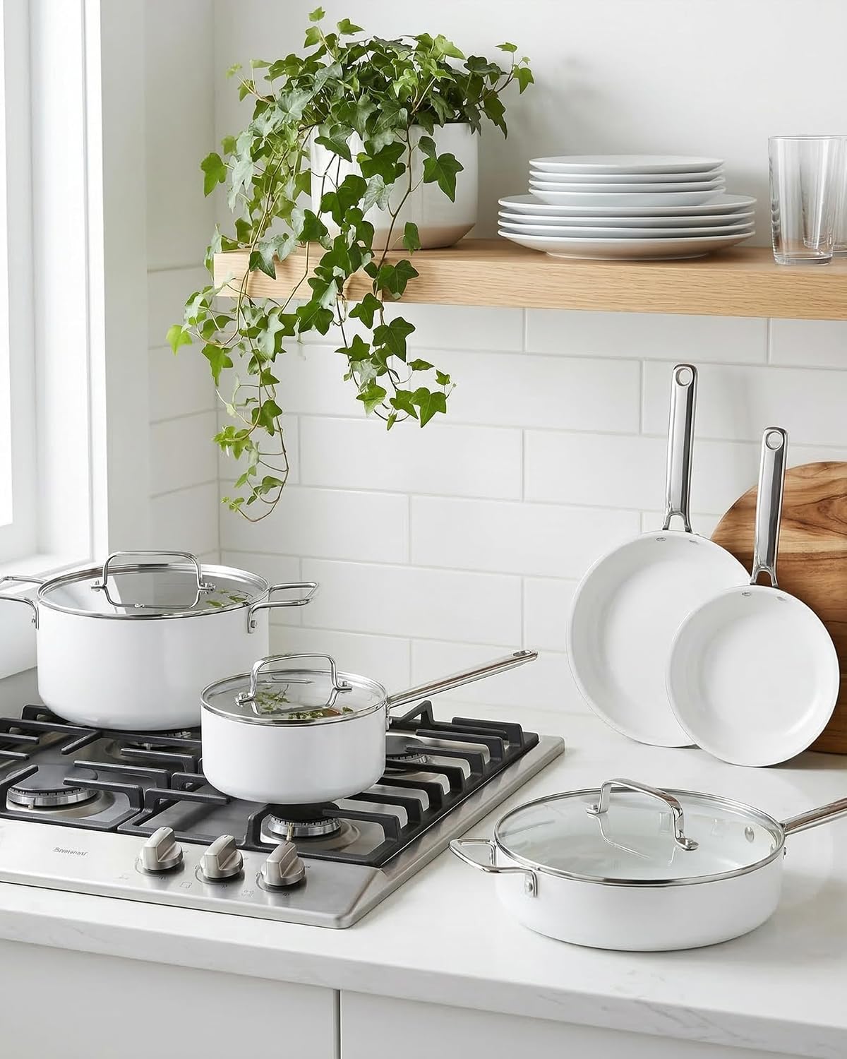 Ceramic Cookware Set - Nonstick Kitchen Pots and Pans Set, Induction Cookware Sets with Cooking Utensils Set, Non Toxic Cookware Set, Non Stick Pan Set for Cooking Pot, Oven & Dishwasher Safe, Gift