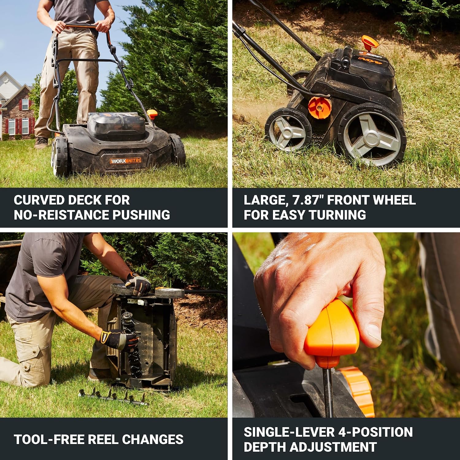 Worx 40V Cordless Lawn Dethatcher, 2 in 1 Dethatcher & Scarifier with Brushless Motor, Electric Dethatcher Removes Deep Thatch & Improves Grass Health, 2 × 4.0 Ah Batteries & Charger Included, WG855