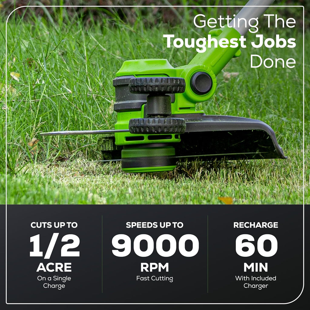 Greenworks 40V 20' Cordless Battery Push Lawn Mower, 13' String Trimmer & 350 CFM Leaf Blower w/ 4.0Ah Battery & Charger