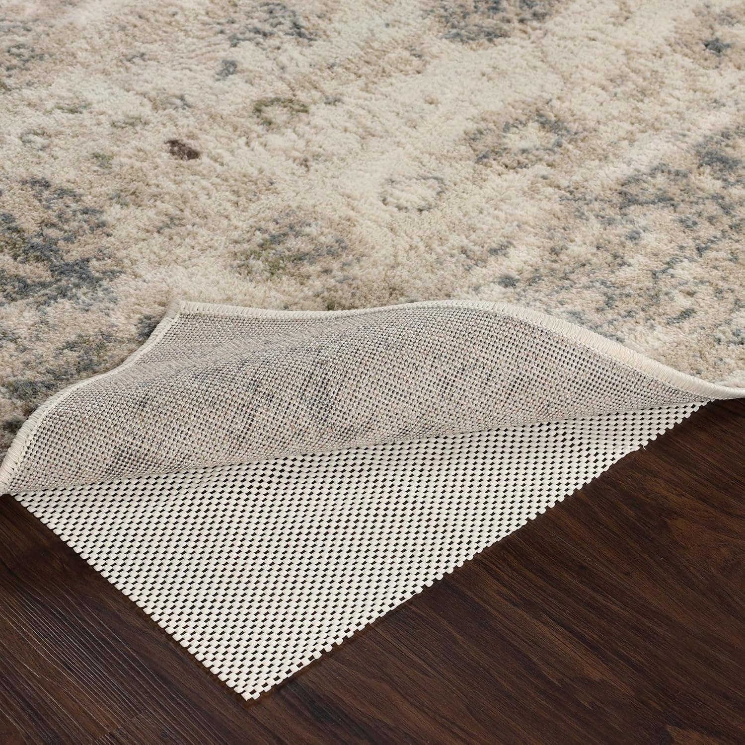 Superior Rio Reversible Rug Pad, Non-Slip, Non-Skid, Thick Mesh Design, Floor Protector, Padding, Furniture Gripper Mat, Slide Stopper, Foam Grip, Polymer Coated Polyester, 12' x 18', Cream