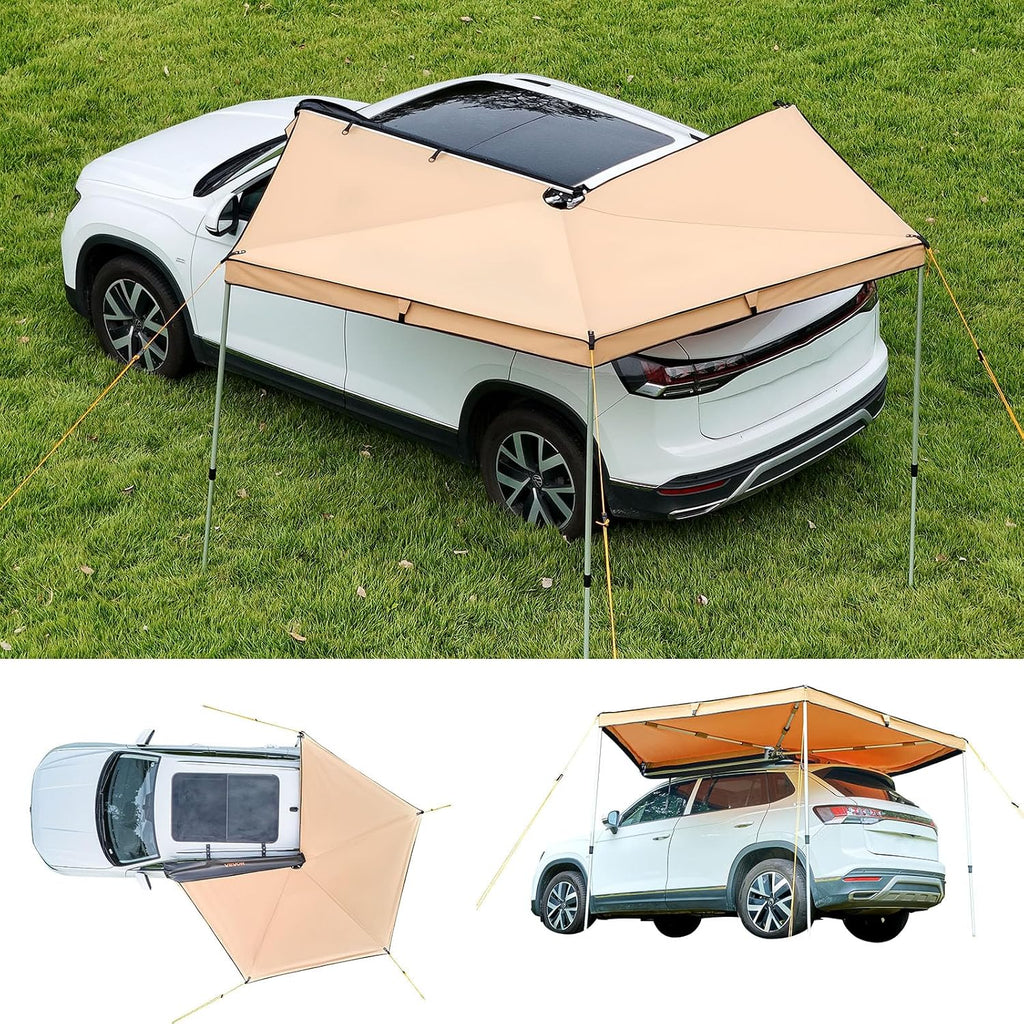 VEVOR 270 Degree Awning, 52 sq.ft Driver Side Vehicle Awning, UV50+ Waterproof Car Side Awnings with Carry Bag, All-Weather Overland Awnings Car Shelter for SUV Van Truck Camping