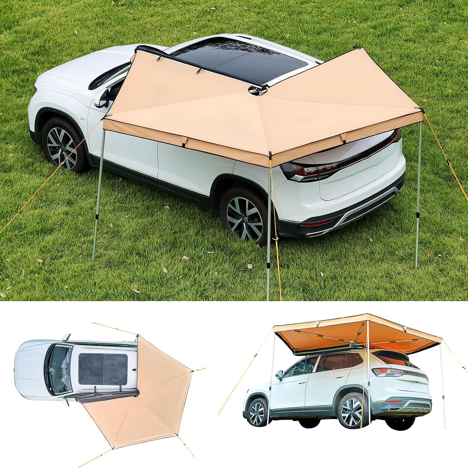 VEVOR 270 Degree Awning, 52 sq.ft Driver Side Vehicle Awning, UV50+ Waterproof Car Side Awnings with Carry Bag, All-Weather Overland Awnings Car Shelter for SUV Van Truck Camping