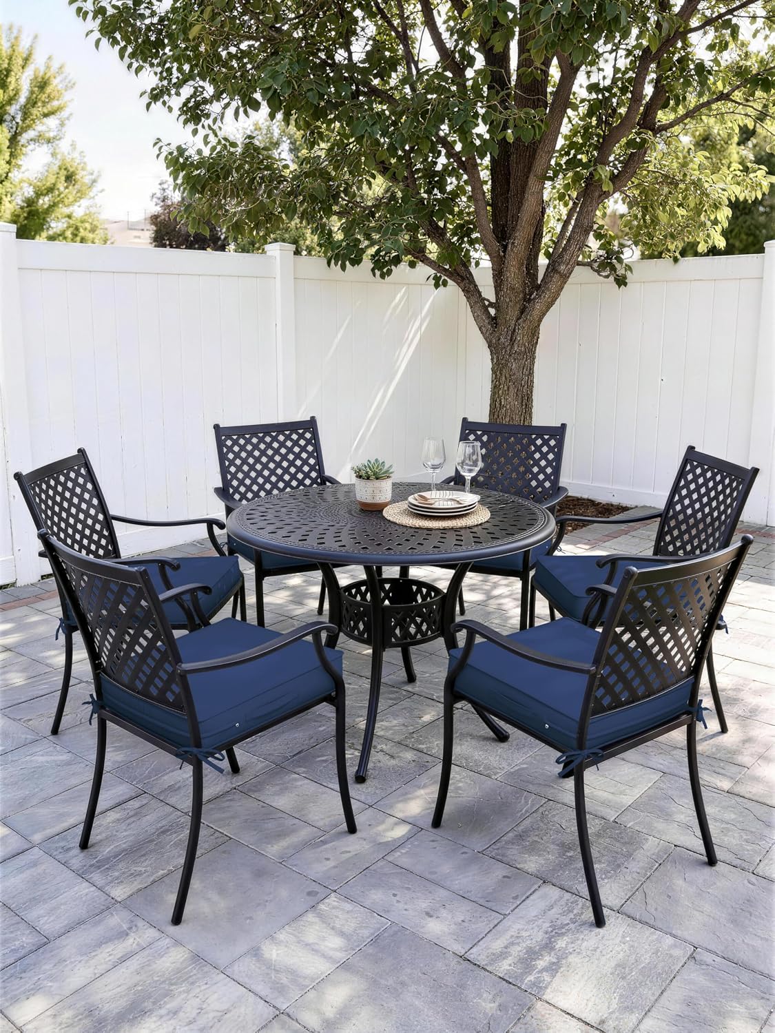 Outdoor Chair Cushions Patio Funiture Chair Seat Cushion 22 L X 22 W X 4 H Waterproof & Fade Resistant Square Sofa Couch Chair Pads with Non-Slip Bottom &Handle & Adjustable Straps Set of 6
