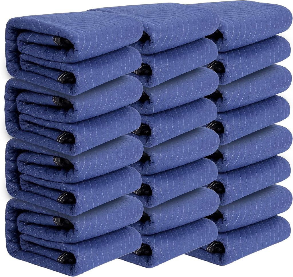 Packing & Moving Blanket - 80' x 72' 40 lb/dz - Professional Quilted Shipping Thick Furniture Pad (Blue 12 Pack)