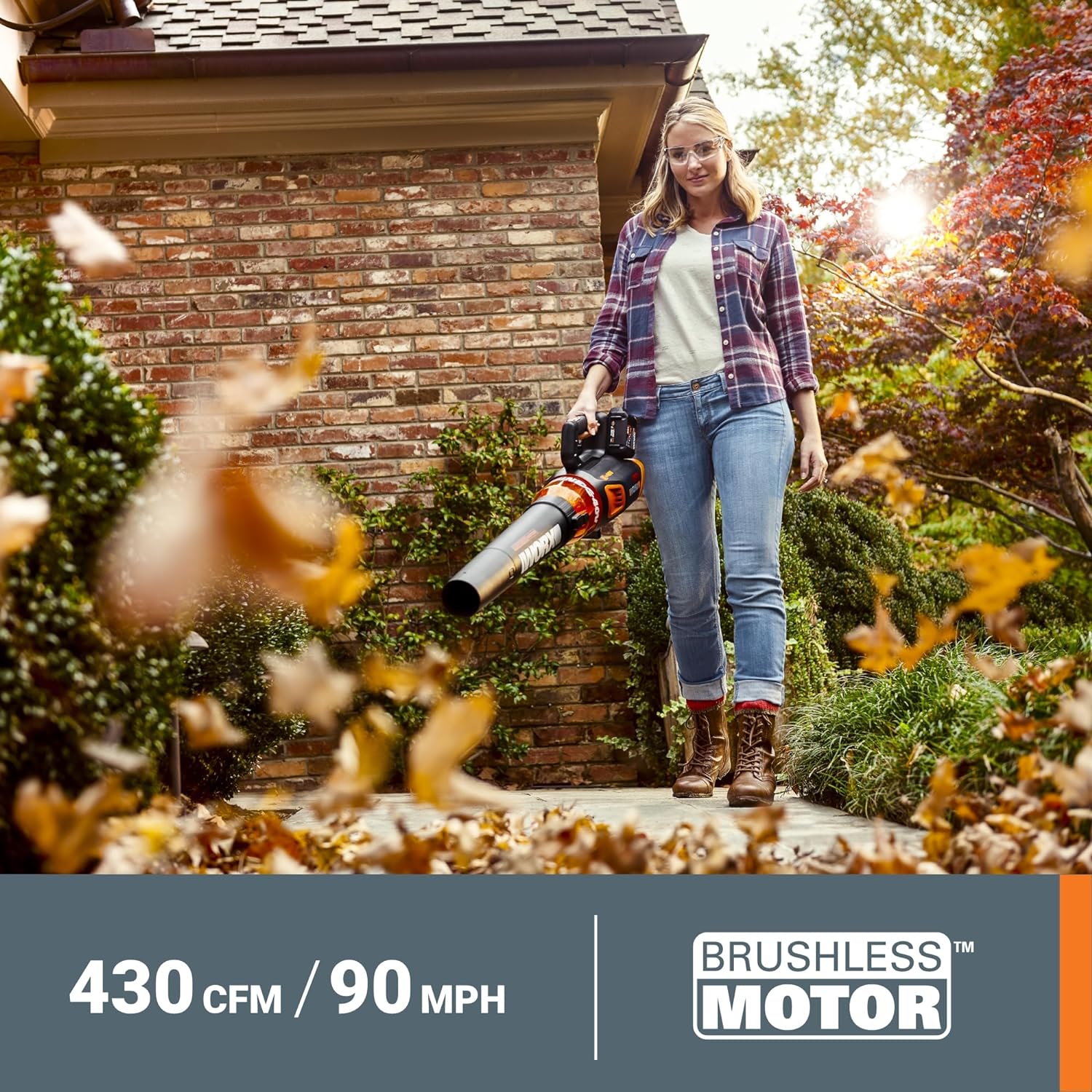 WORX Cordless Leaf Blower, Electric Blower for Lawn Care wth Brushless Motor, 2 × 2.5 Ah Batteries & Charger Included, WG584