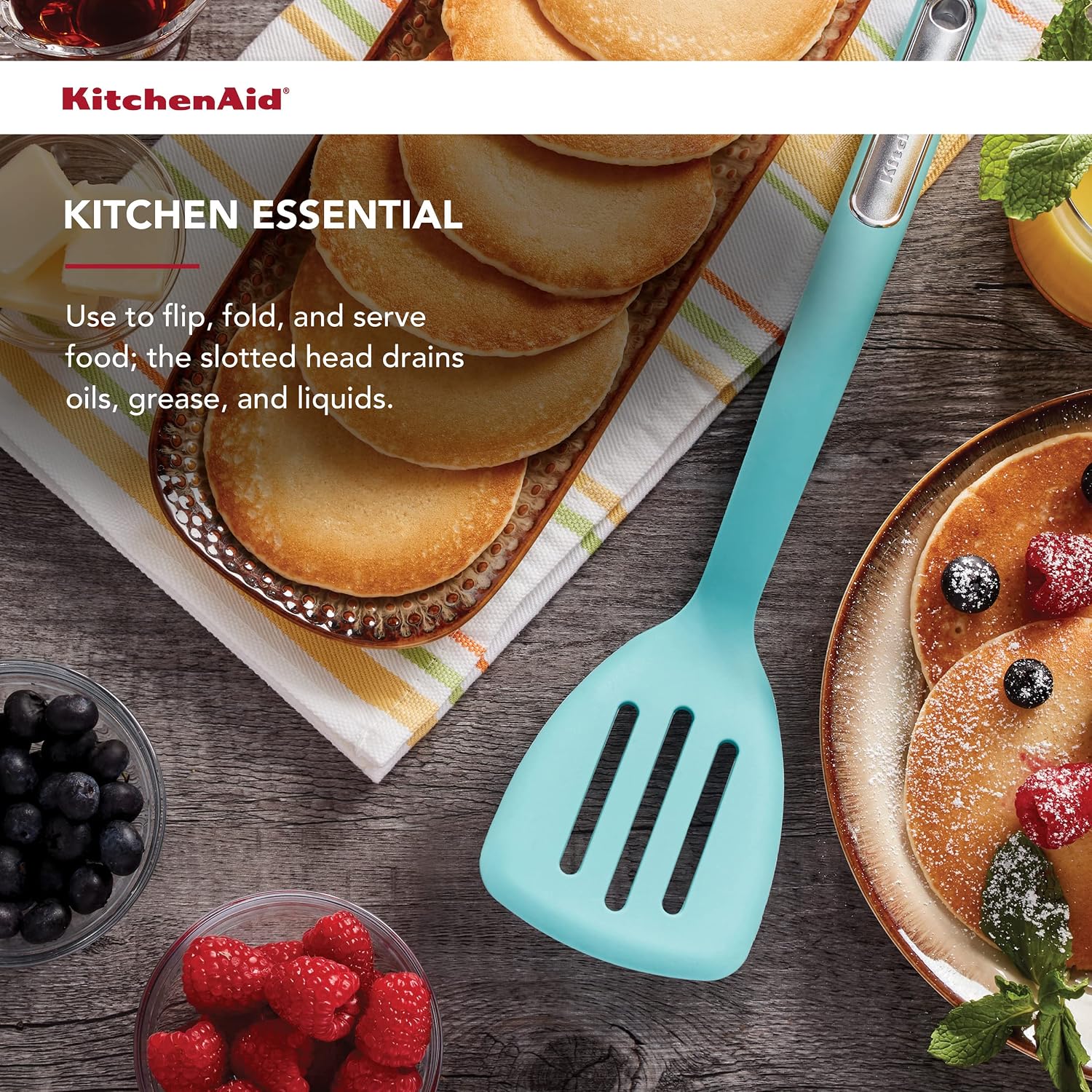 KitchenAid Silicone Slotted Turner, Aqua Sky (Pack of 12)