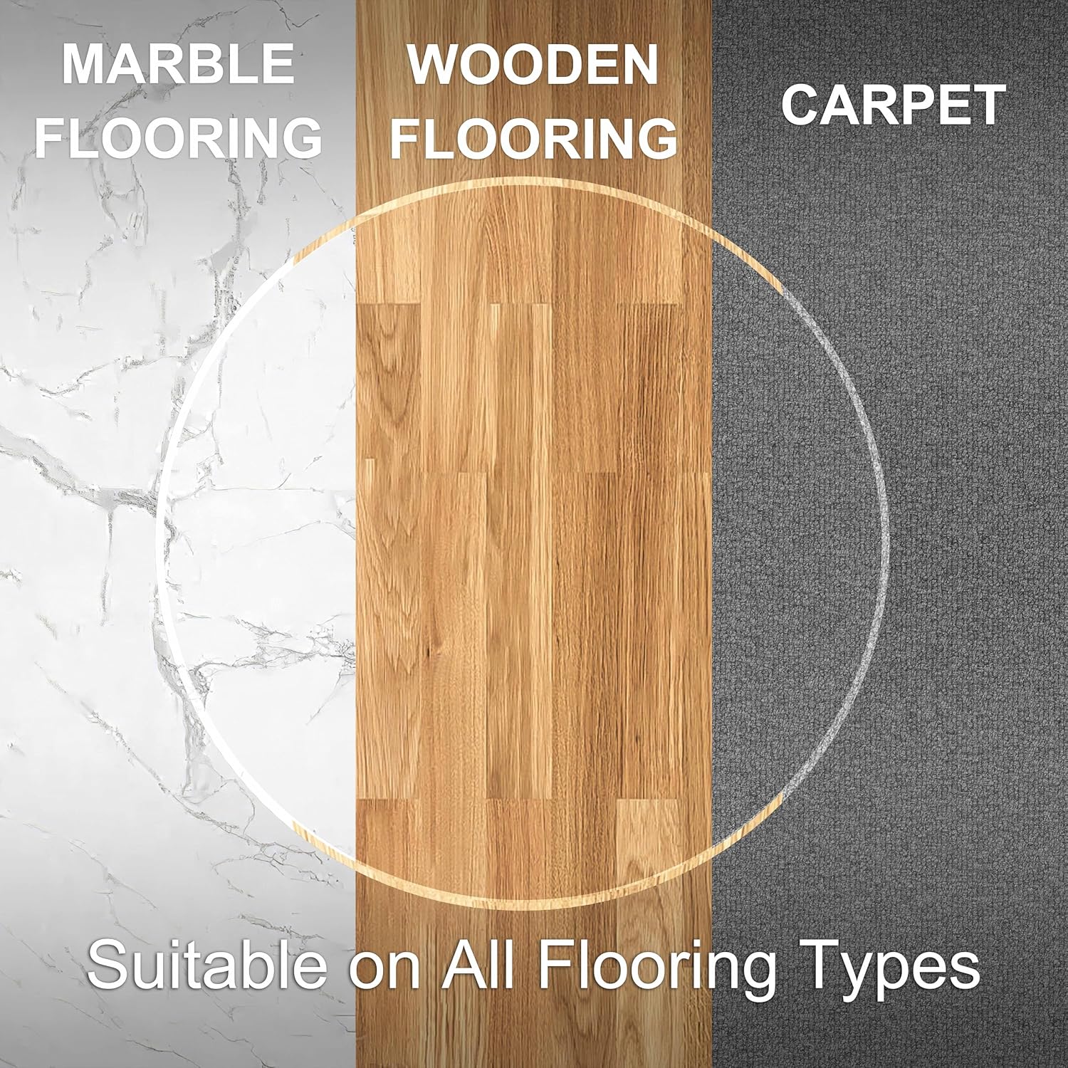 MESAILUP Beveled Edge 36' Round Office Chair Mat for Carpet or Hardwood Floor Crystal Clear, 36' x 36' for a Smooth Glide and Easy Roll On/Off, Heavy Duty and Non-Slip Floor Ultimate Clear Chair Mat