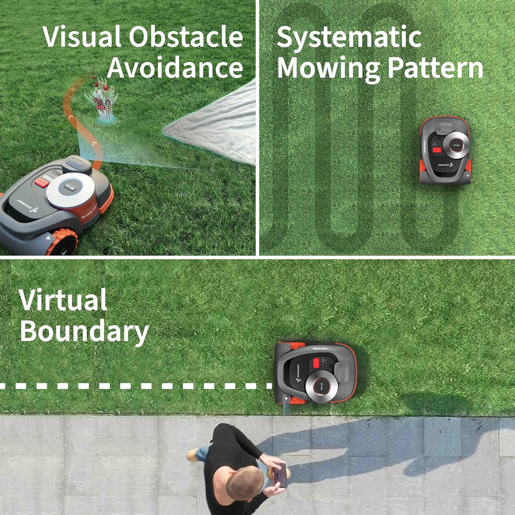 Segway Navimow H3000N-VF Robot Lawn Mower Perimeter Wire Free, 0.74 Acre RTK+Vision Robotic Lawnmower, Virtual Boundary, Systematic Mowing, APP Control, Anti-Theft 54dB(A) Quiet, Multi-Zone Management