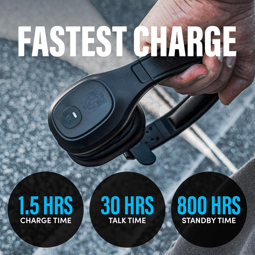 Blue Tiger Storm Black - Premium Trucker Bluetooth Headset - Wireless Noise Canceling Mono Headset with Mic - High-Fidelity Sound, 30-Hour Talk Time, USB-C Charging - for Truck Drivers, Bluetooth 5.0
