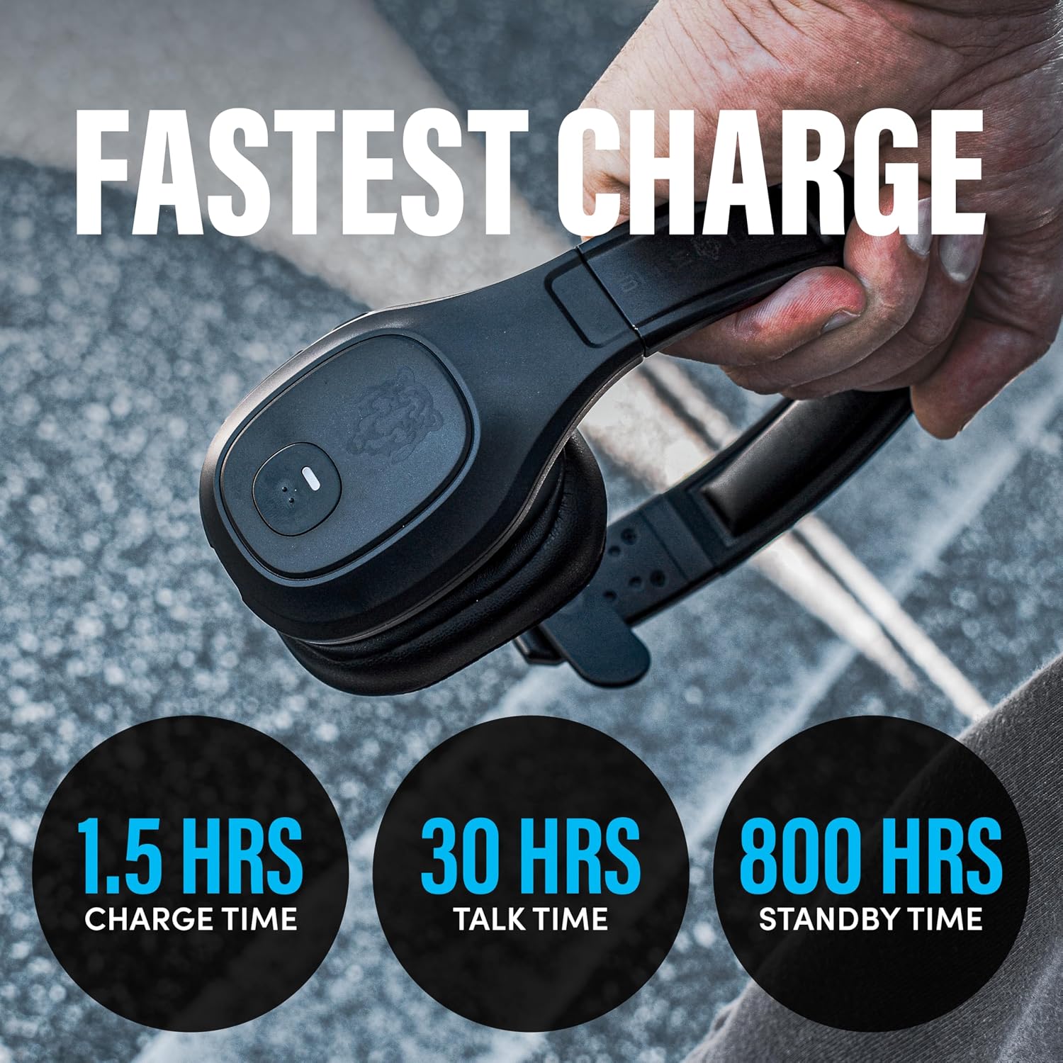 Blue Tiger Storm Black - Premium Trucker Bluetooth Headset - Wireless Noise Canceling Mono Headset with Mic - High-Fidelity Sound, 30-Hour Talk Time, USB-C Charging - for Truck Drivers, Bluetooth 5.0