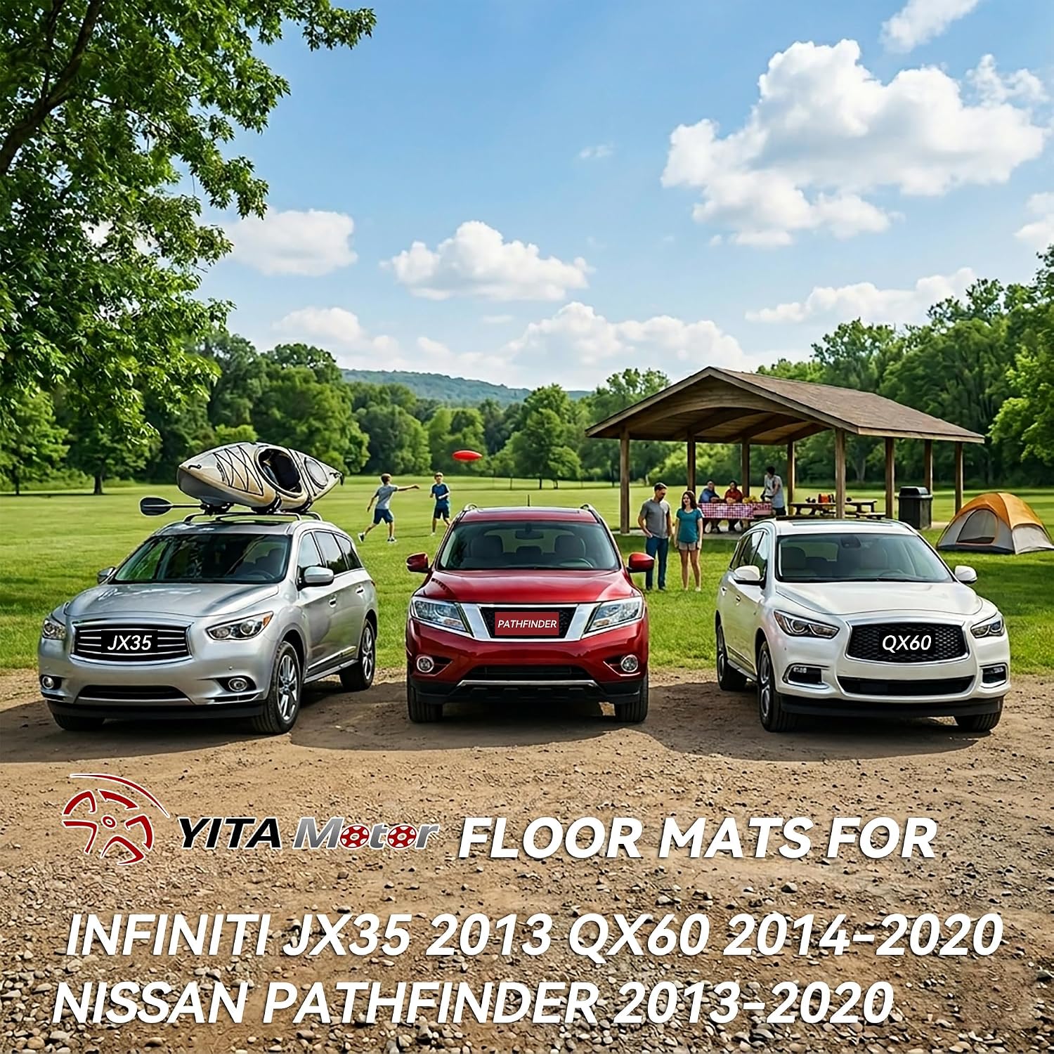 YITAMOTOR Floor Mats for Nissan Pathfinder 2013-2020, Infiniti QX60 2014-2020, JX35 2013, Custom Fit All Weather Anti-Slip TPE Rubber Mat, Pathfinder Accessories, 3 Row Automotive Floor Liners, Black