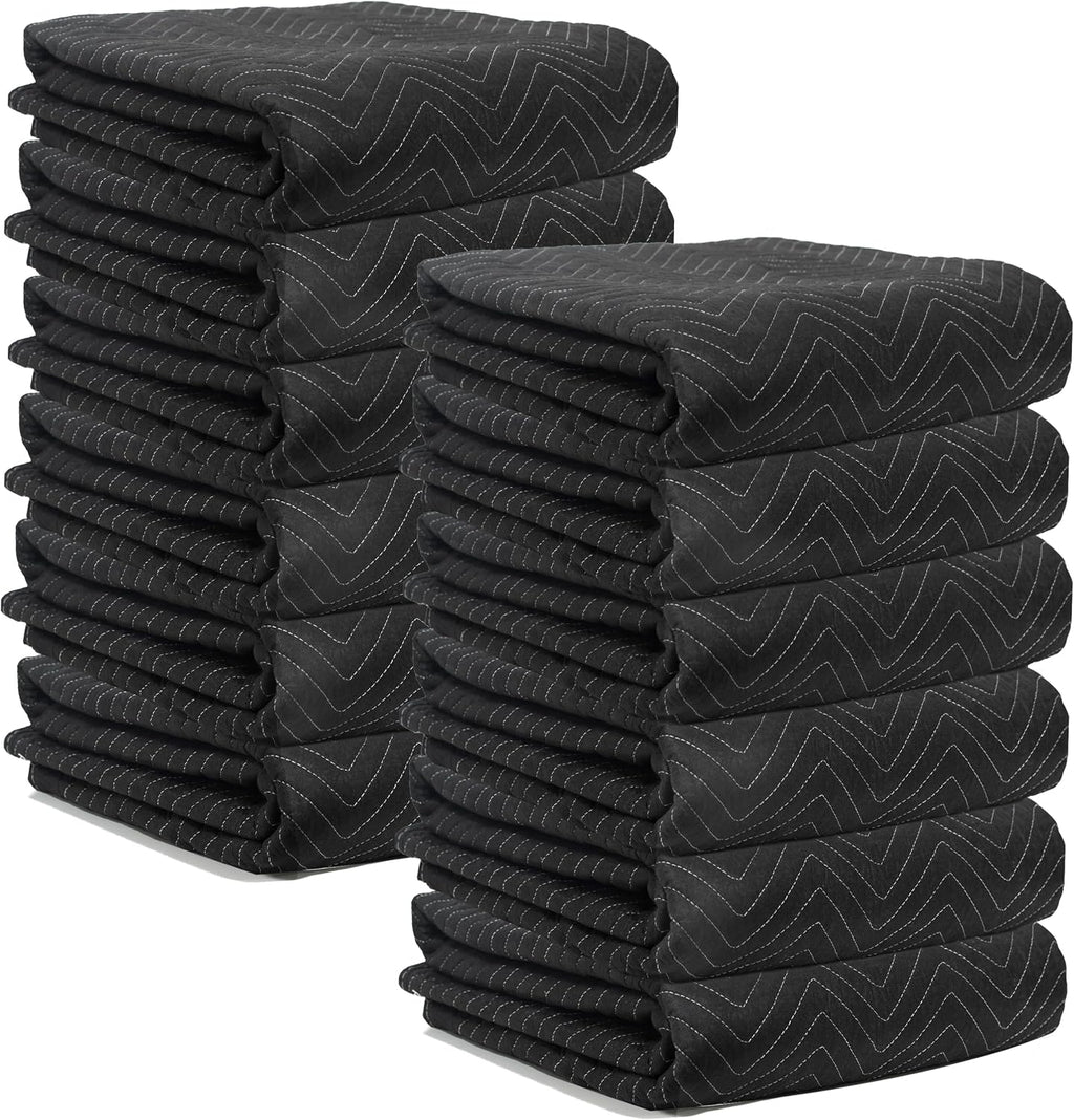 Moving Blankets 72'x80' 12 pack, (45 lb/dz weight), Heavy Duty Moving Blanket, Deluxe Quality Padded Packing Blankets for Furniture Shipping and storage, Black (12 Deluxe Black Blankets 45 lbs/Dozen)