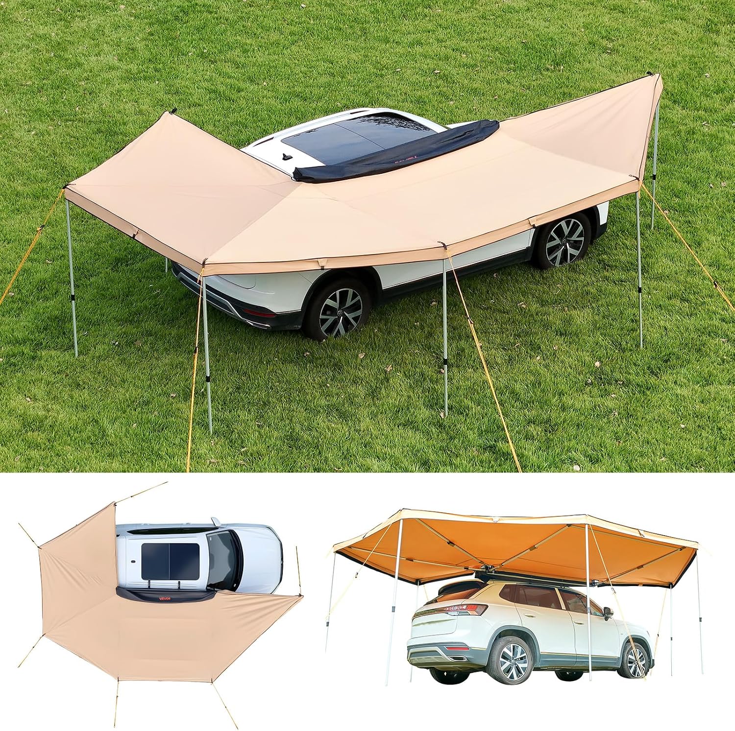 VEVOR 270 Degree Awning, 133 sq.ft Passenger Side Vehicle Awning, UV50+ Waterproof Car Side Awnings with Carry Bag, All-Weather Overland Awnings Car Shelter for SUV Van Truck Camping