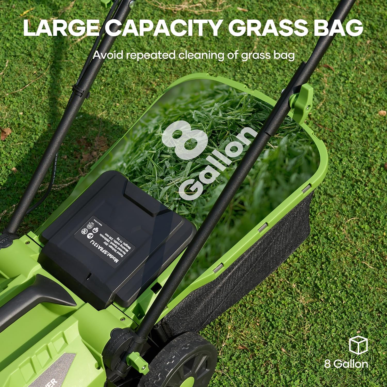 20V Brushless Lawn Mower Cordless,13Inch Electric Lawn Mower with 4.0Ah Battery & Fast Charger, 5 Position Height Adjustment, 8 Gallon Grass Bag, Green