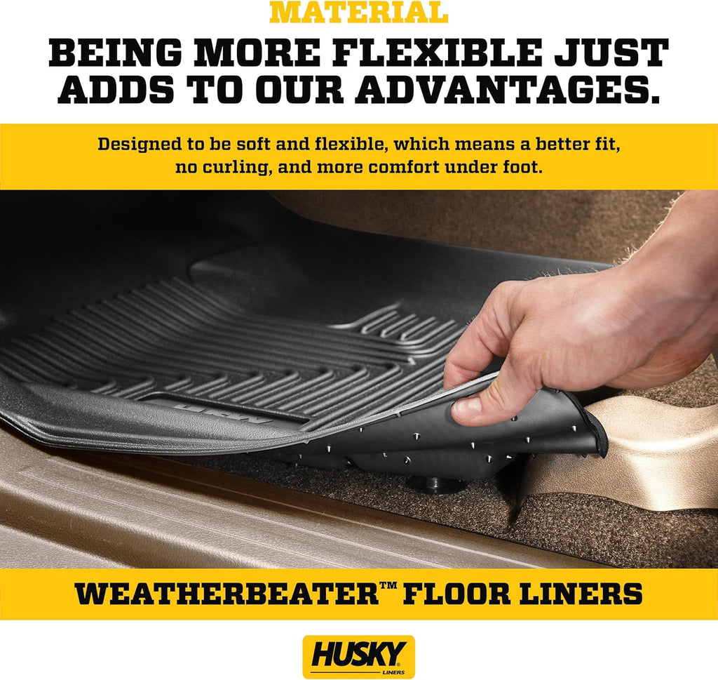 Husky Liners Weatherbeater Floor Mats | Fits 2018-2023 Hyundai Kona | Front & 2nd Row, 3-pc Black - 95581