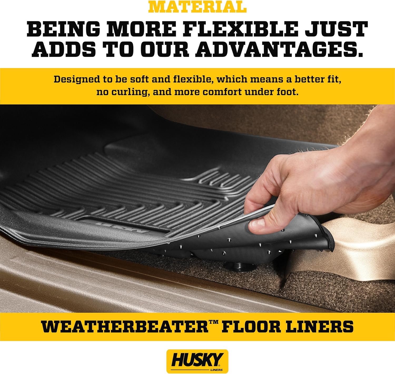 Husky Liners Weatherbeater Floor Mats | Fits 2018-2023 Hyundai Kona | Front & 2nd Row, 3-pc Black - 95581